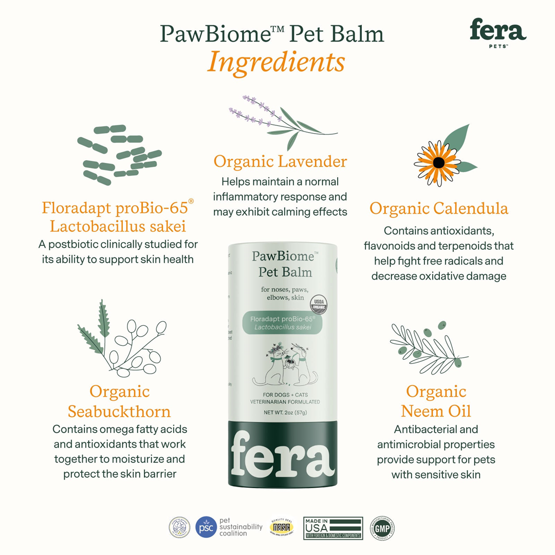 Fera Pet USDA Organic PawBiome® Pet Balm for Cats and Dogs