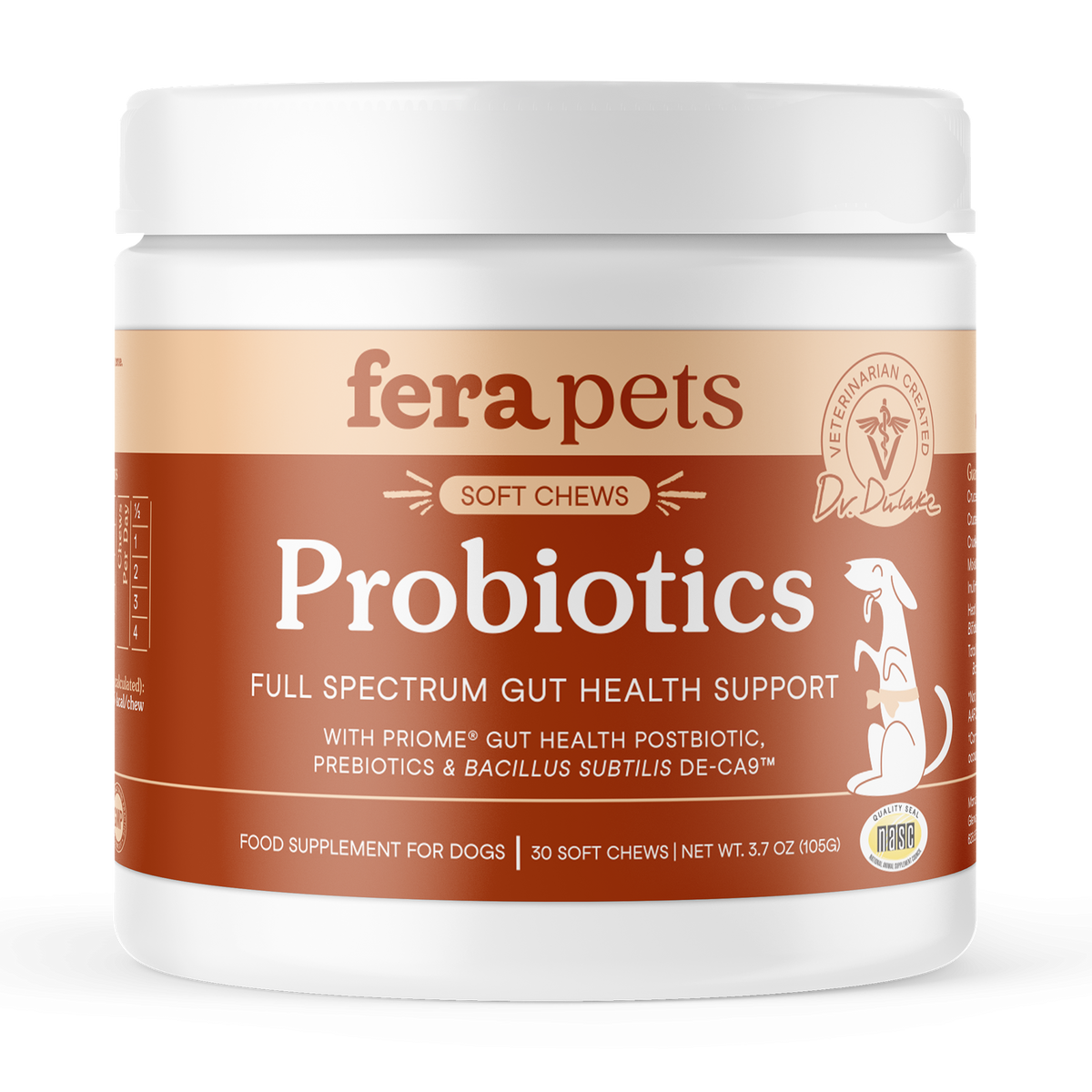 Fera Pet Organics Dog and Cat Supplement, Probiotics Soft Chews for Dogs