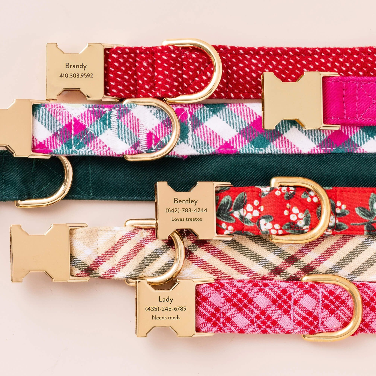 Dog Collar: Berry Stitch Flannel