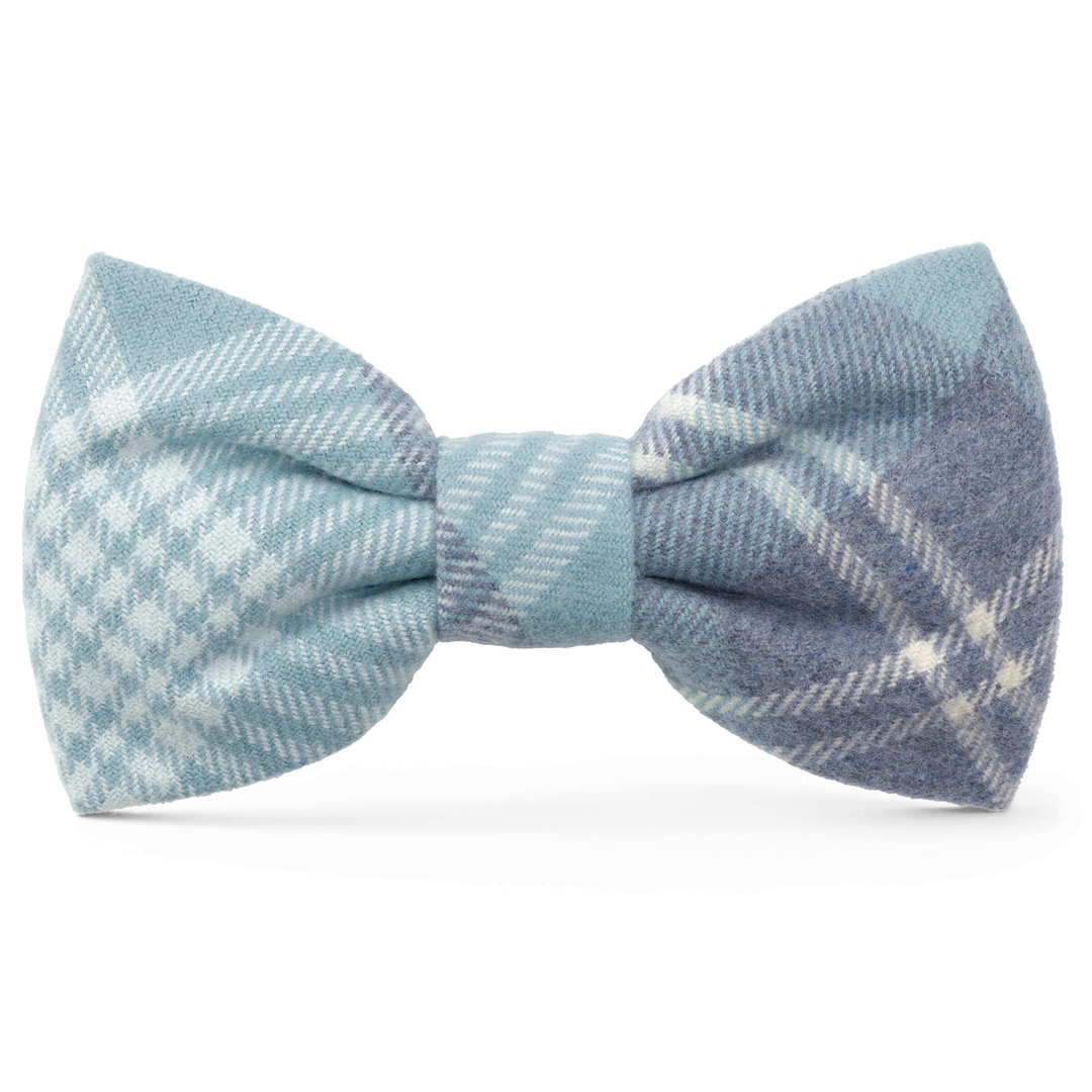 Dog and Cat Bowtie: Blue Frost Plaid Flannel