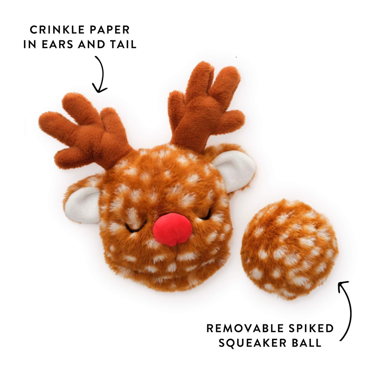 Holiday Squeaky Interactive Plush Dog toys, Reindeer 2-in-1 Bounce Toy