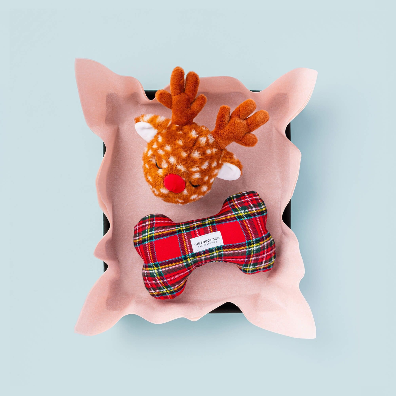 Holiday Squeaky Plush Dog toys, Tartan Plaid Flannel