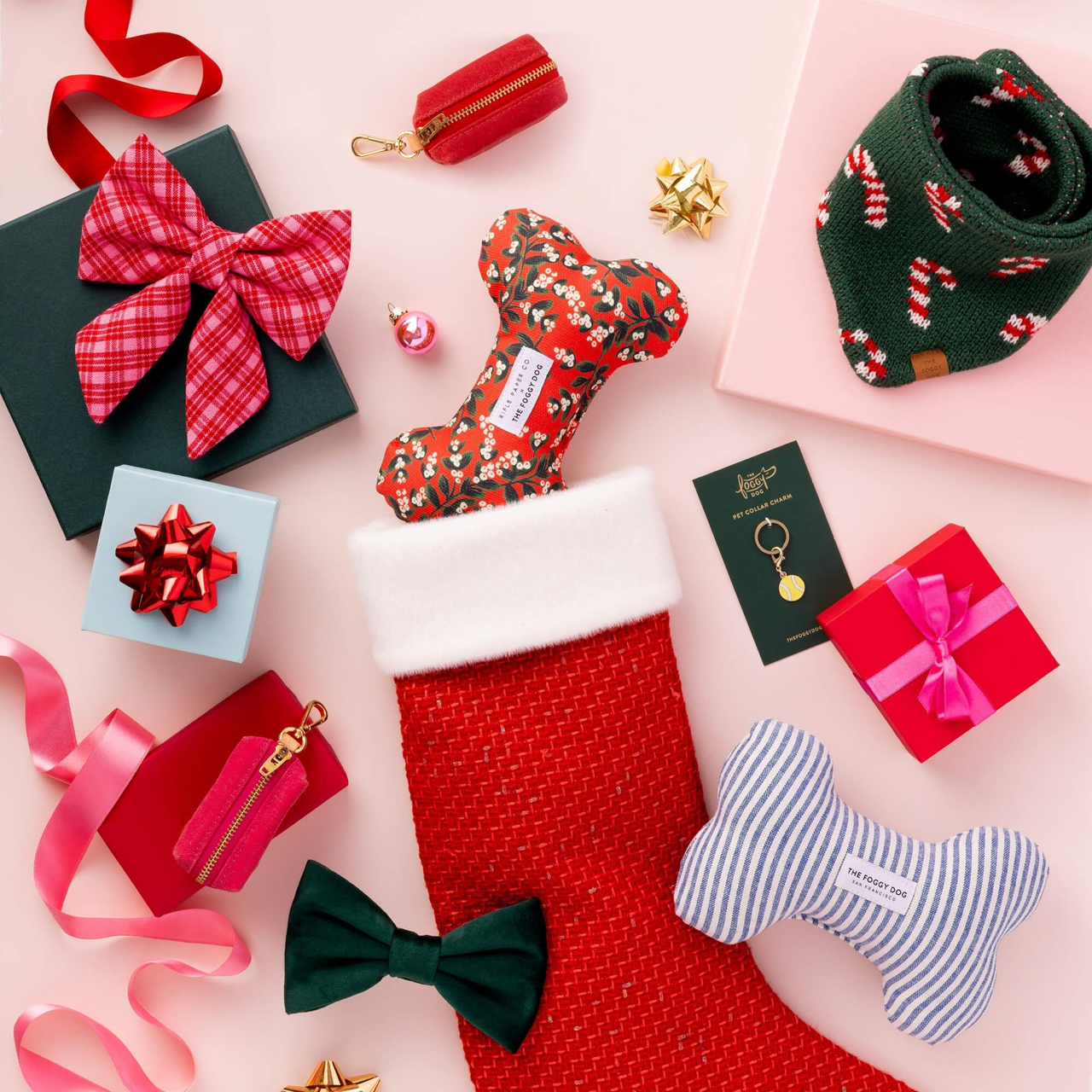 Dog and Cat Knit Bandana: Candy Canes