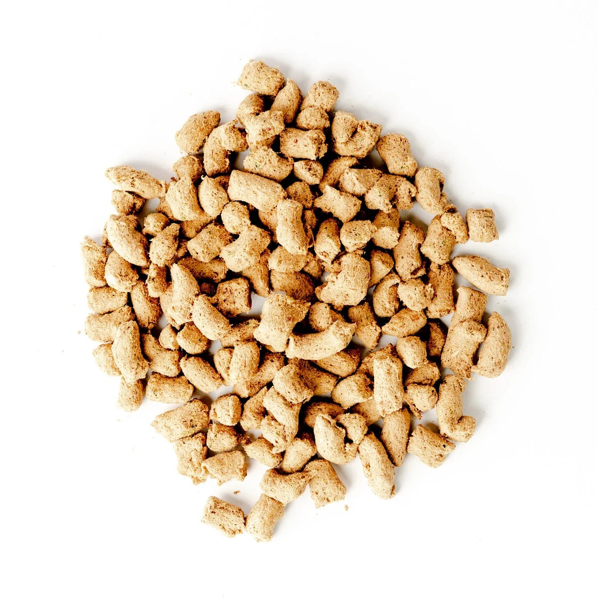 Low-carb Green Juju freeze-dried raw chicken and sardine pet food nuggets rich in antioxidants.