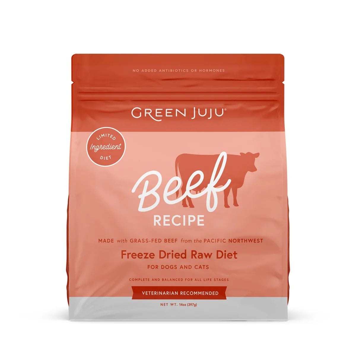 Green Juju Freeze dried raw beef pet food nibbles with organic kale and kelp