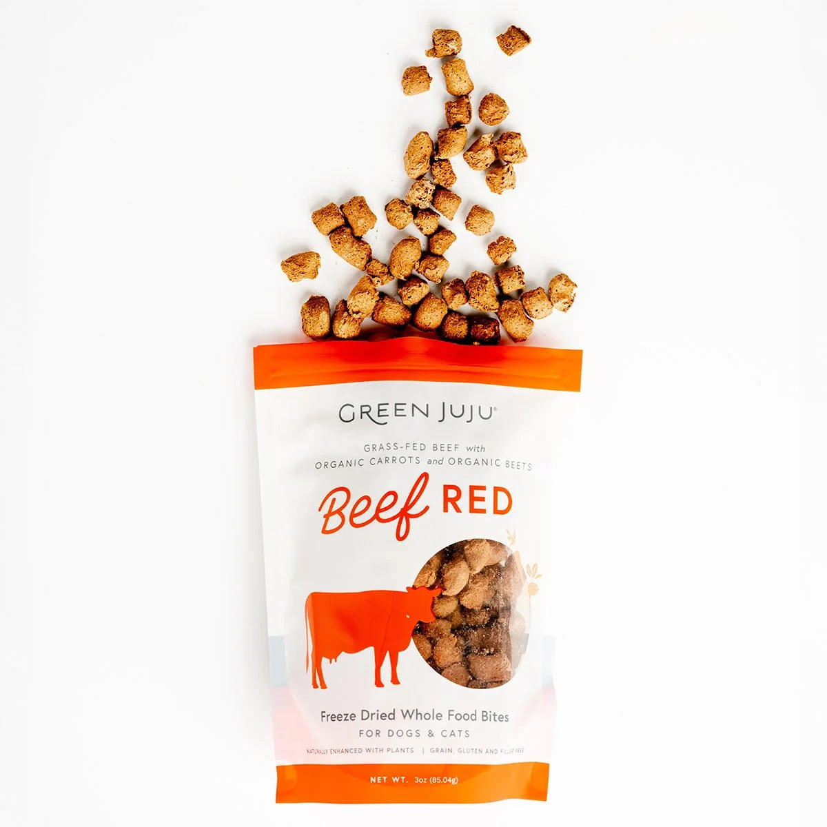 Green Juju Freeze Dried Beef red bites fiber rich beets and beef organ topper for dog and cat digestive health