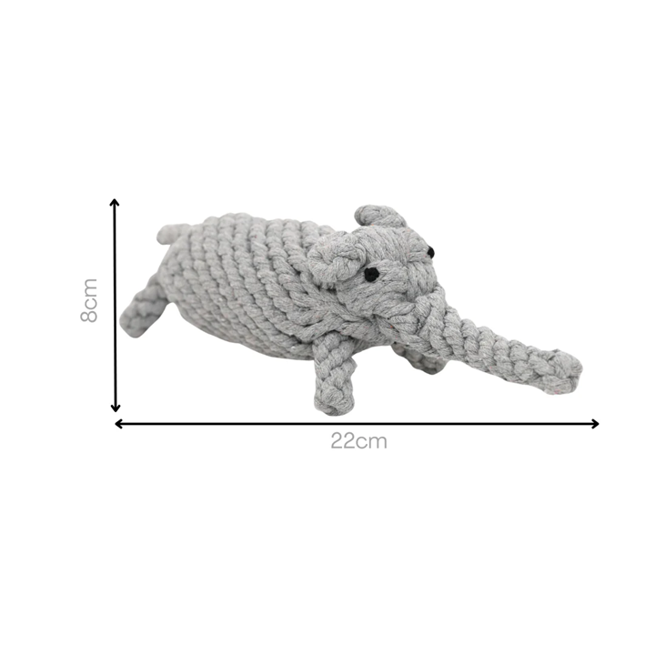 Knotty Interactive Upcycled Cotton Rope Dog Toy, Ella the Elephant