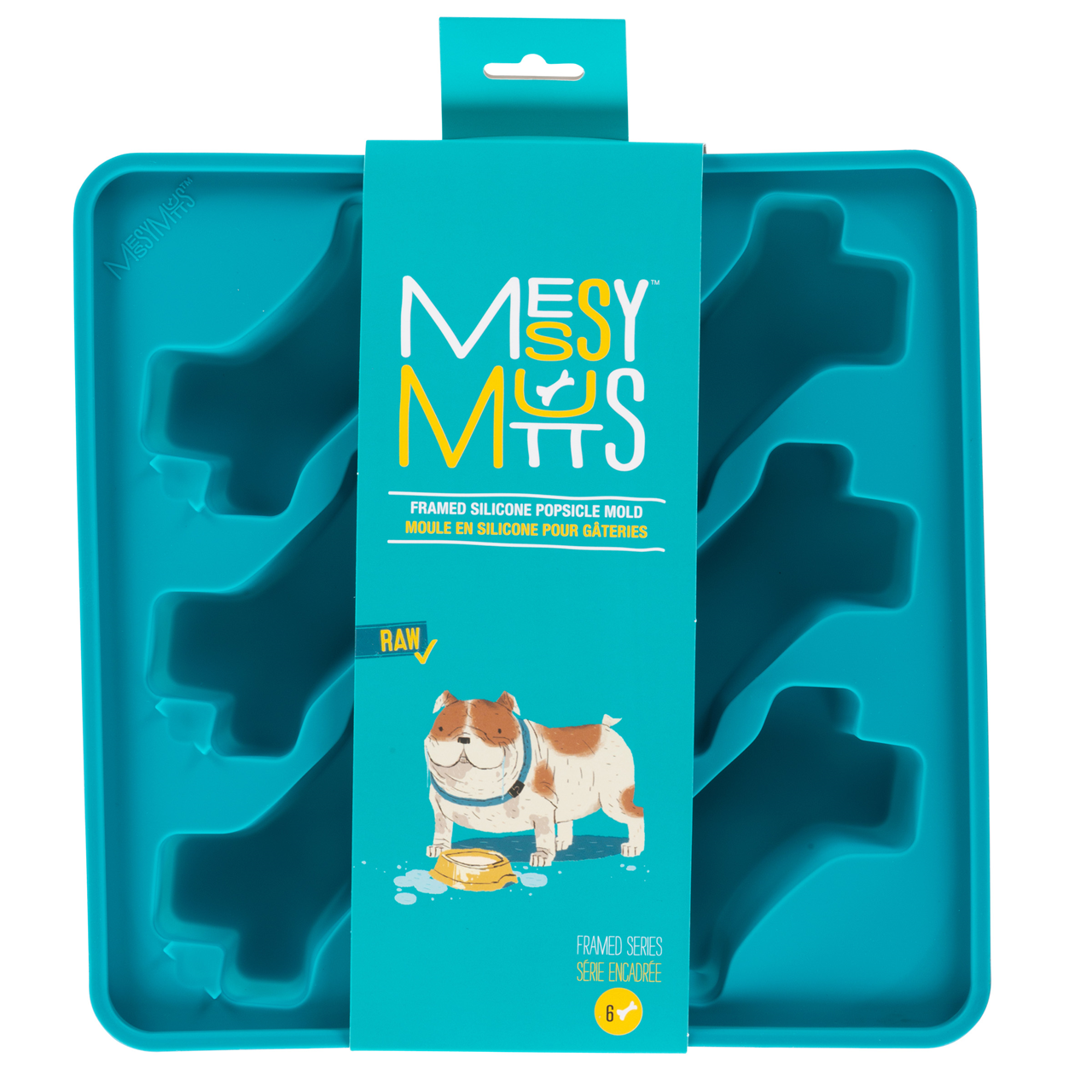 Messy Mutts Framed Spill Resistant Silicone Popsicle Mold for Dog Treats - Blue