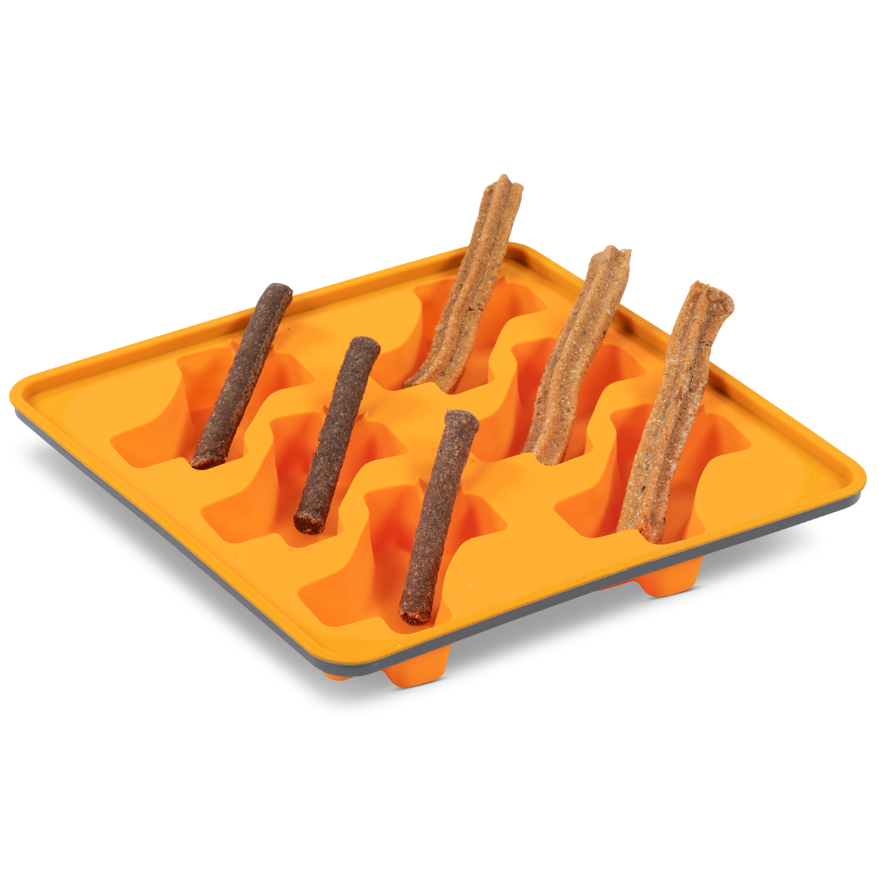 Messy Mutts Framed Spill Resistant Silicone Popsicle Mold for Dog Treats - Orange