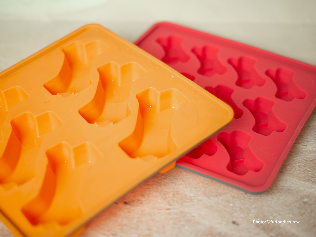 Messy Mutts Framed Spill Resistant Silicone Popsicle Mold for Dog Treats - Orange