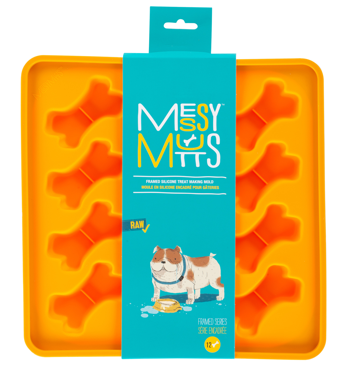 Messy Mutts Silicone Bake & Freeze Dog Treat Making Mold Bone Shape - Orange