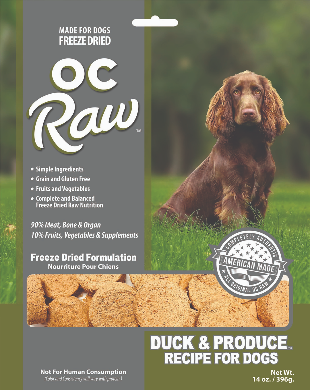 OC Raw Dog Food Freeze Dried Raw Duck & Produce Sliders 14oz