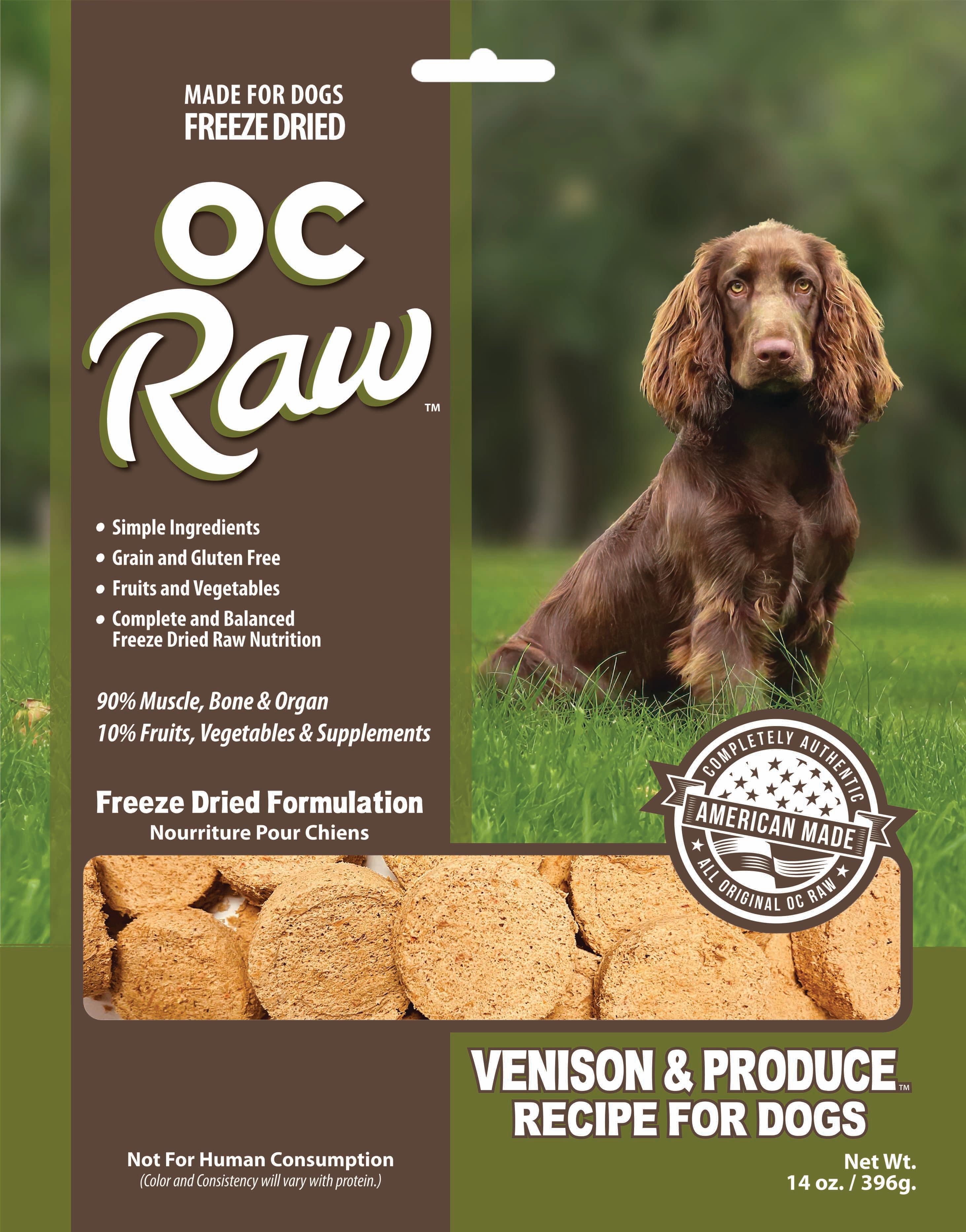 OC Raw Dog Food Freeze Dried Venison & Produce Sliders 14oz | Dog Food