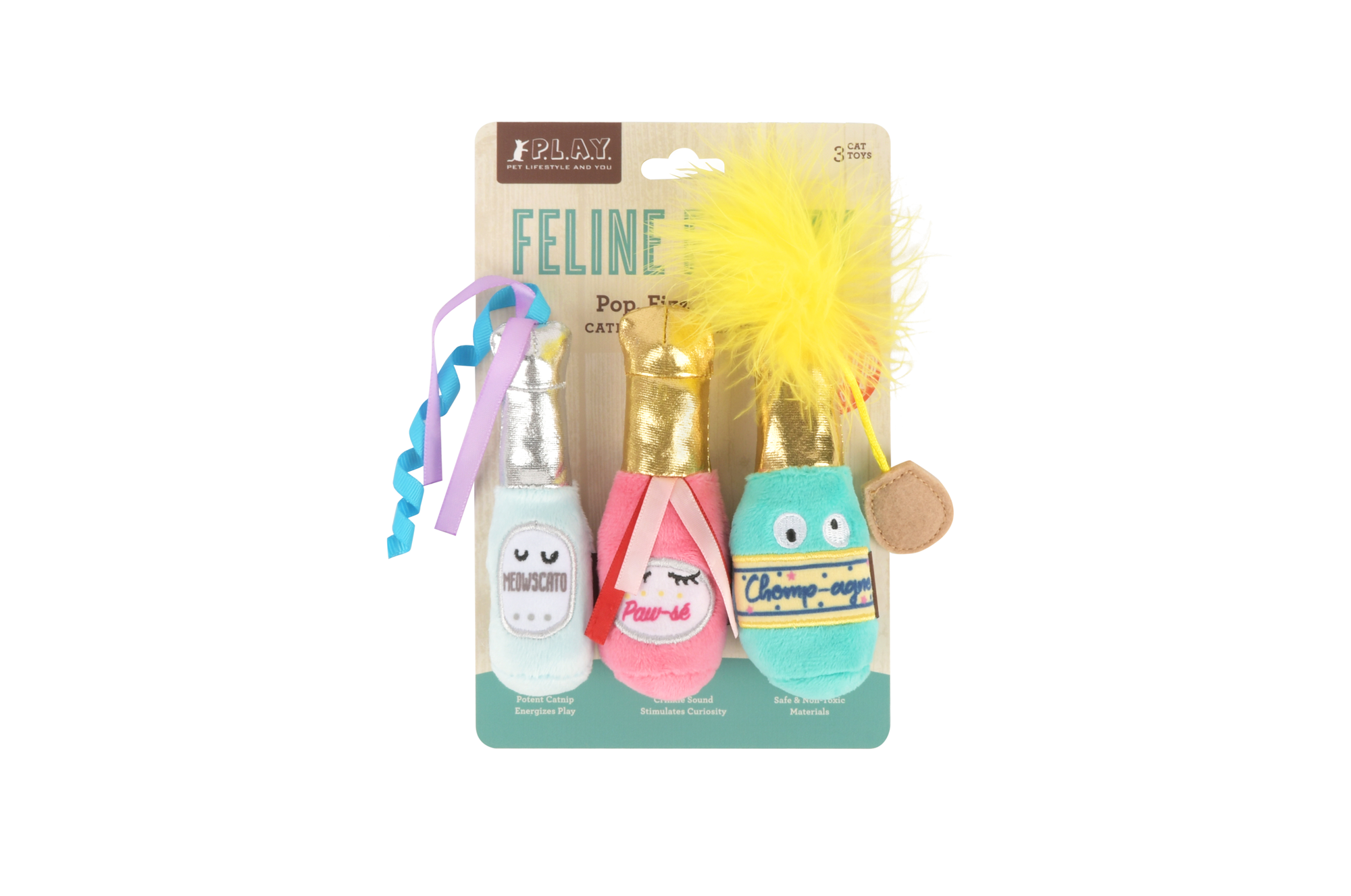 [Pre-Order] P.L.A.Y. Feline Frenzy, Catnip Toy set: 3 Wine