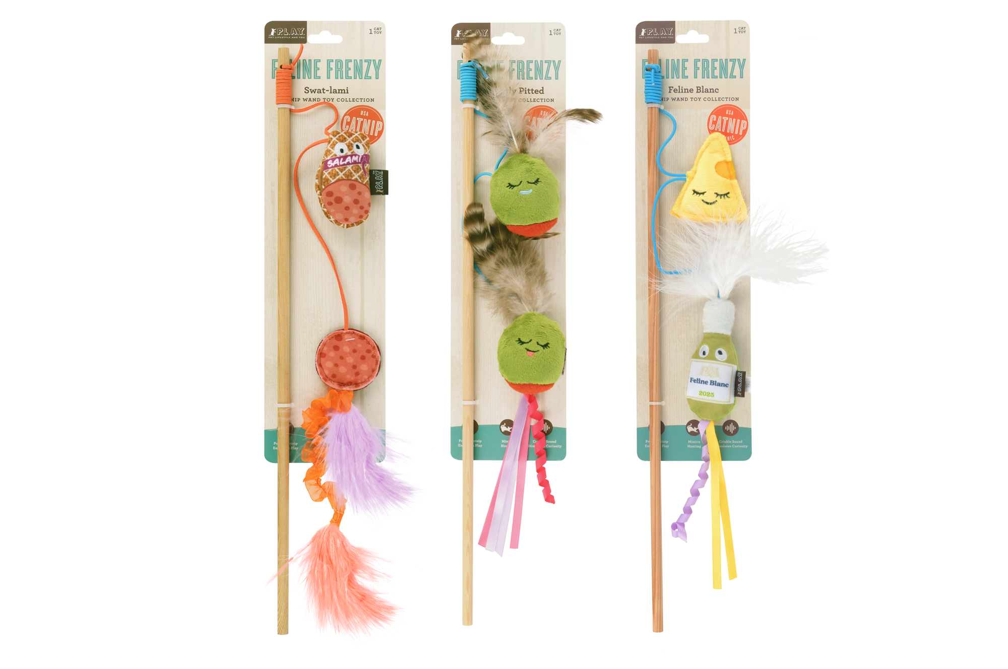 [Pre-Order] P.L.A.Y. Feline Frenzy, Wand Cat Toy: Salami