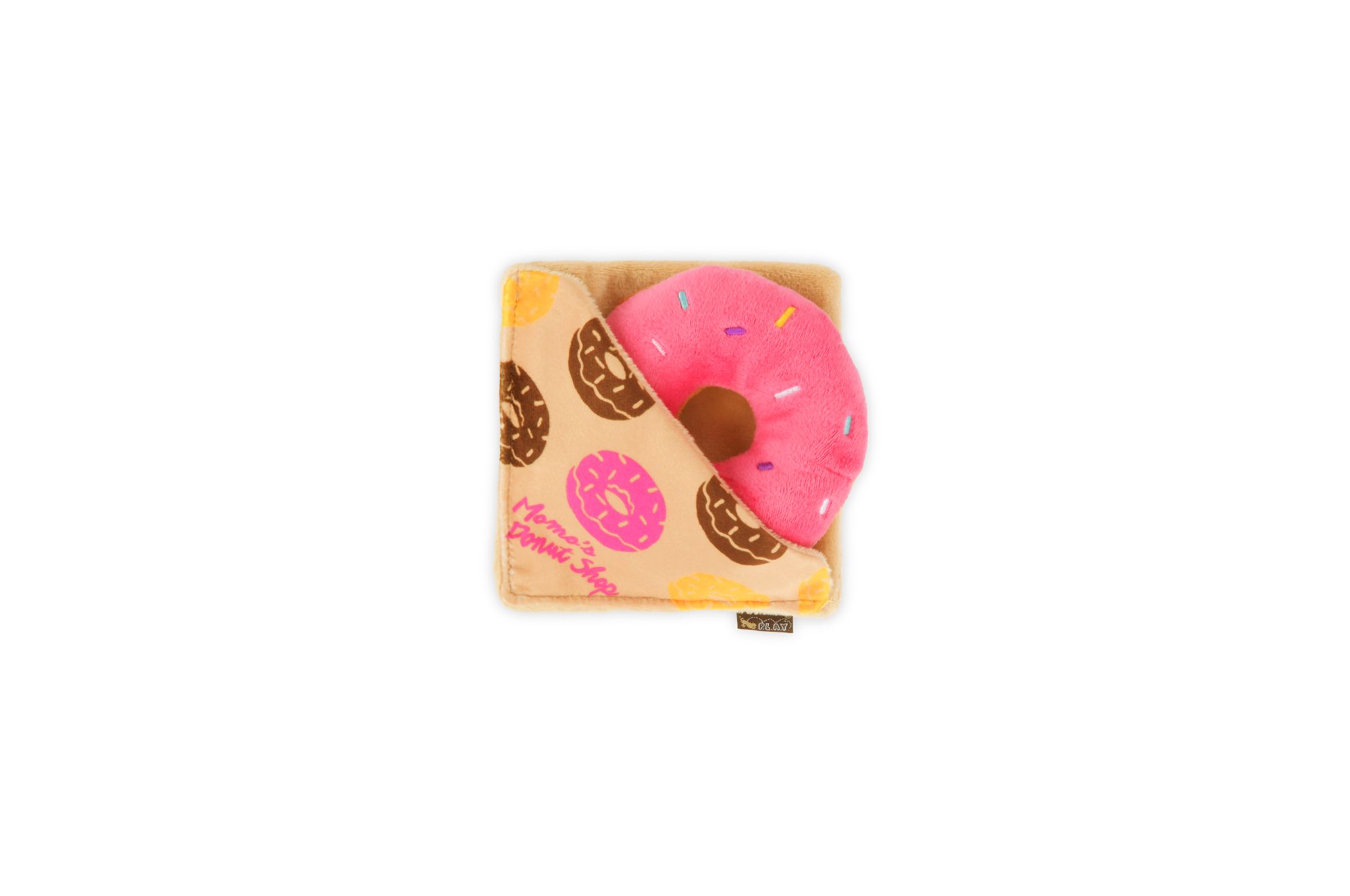 [Pre-Order] P.L.A.Y. Pup Cup Cafe Squeaky Plush Dog toys, Doughboy Donut (mini sized)