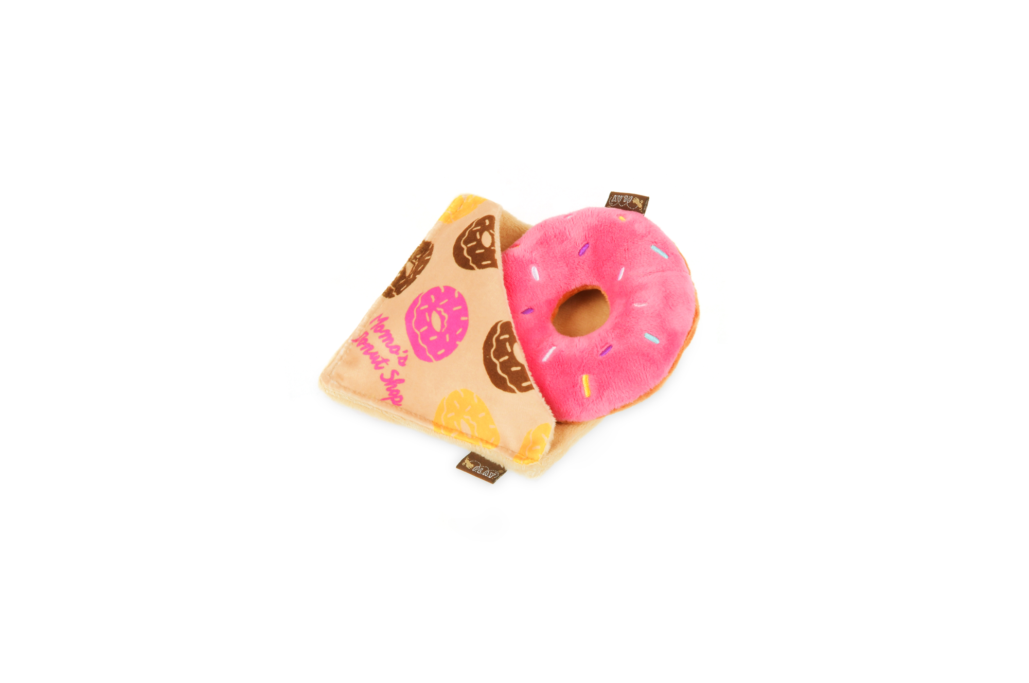 [Pre-Order] P.L.A.Y. Pup Cup Cafe Squeaky Plush Dog toys, Doughboy Donut (mini sized)