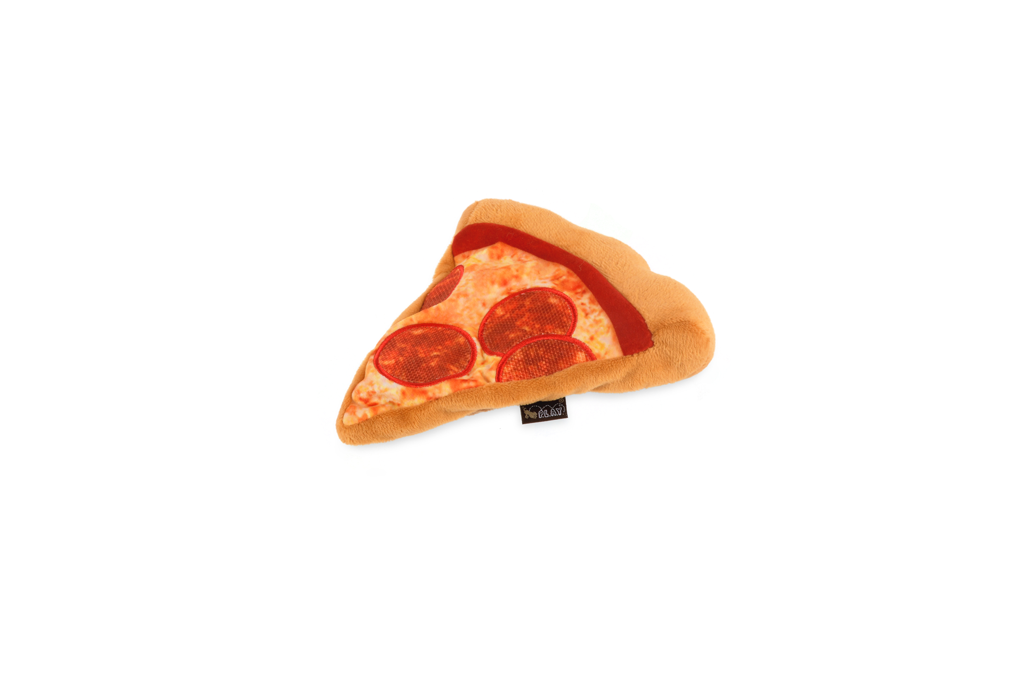 [Pre-Order] P.L.A.Y. Snack Attack Squeaky Plush Dog toys, Puppy-roni Pizza (mini sized)