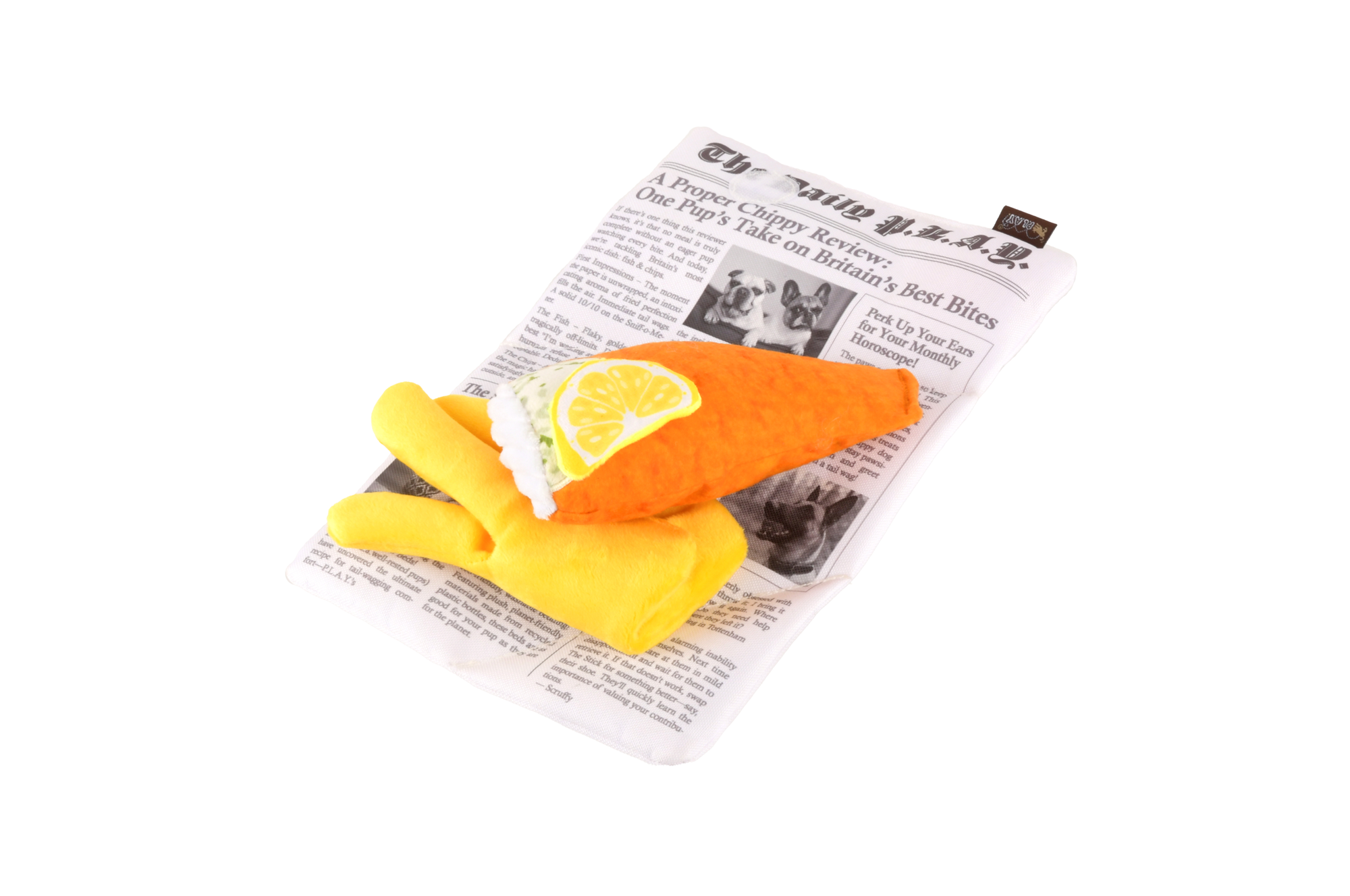 [Pre-Order] P.L.A.Y. The International Classic Squeaky Plush Dog Toy, Fish and Chips