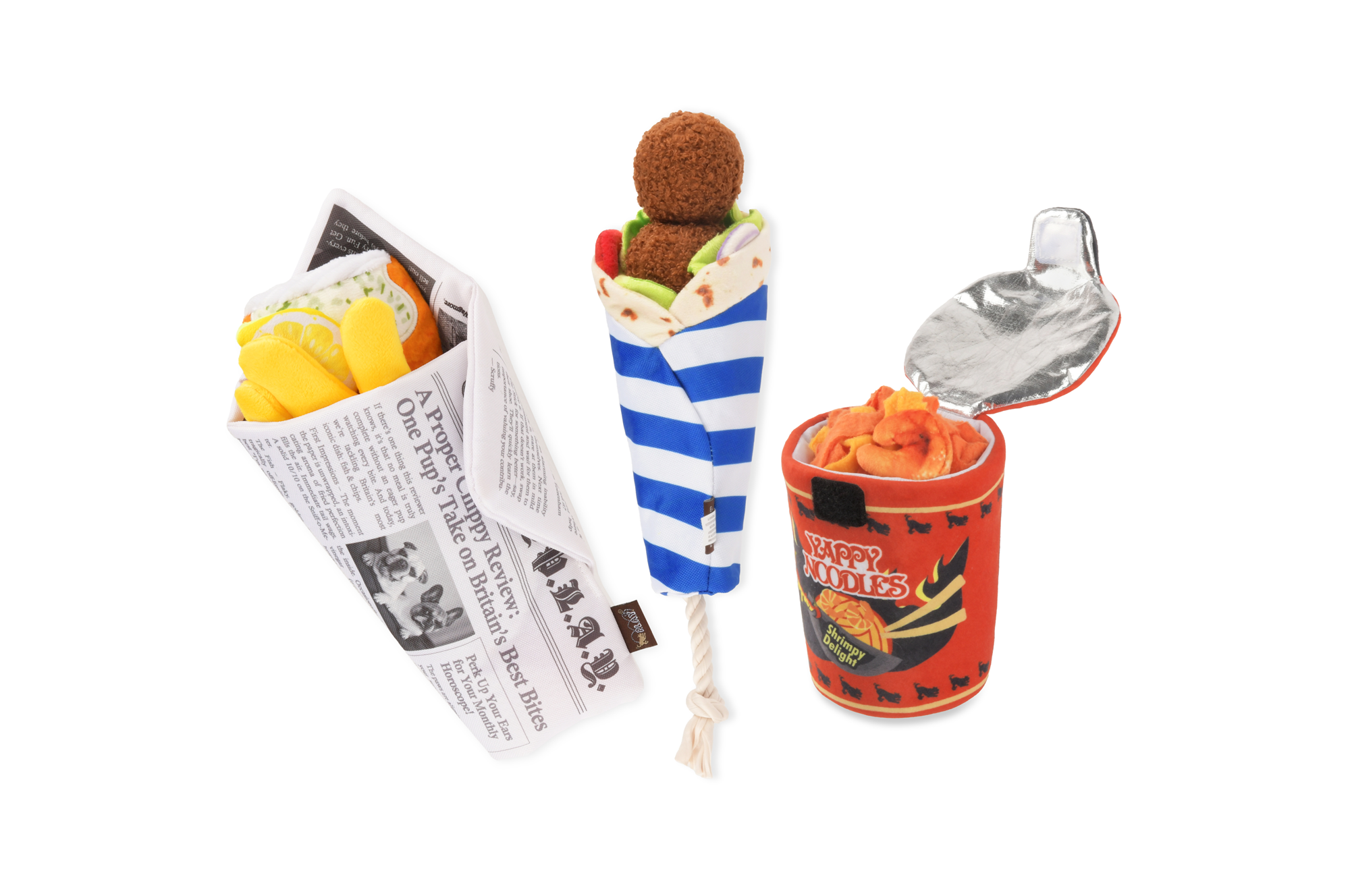 [Pre-Order] P.L.A.Y. The International Classic Squeaky Plush Dog Toy, Fish and Chips