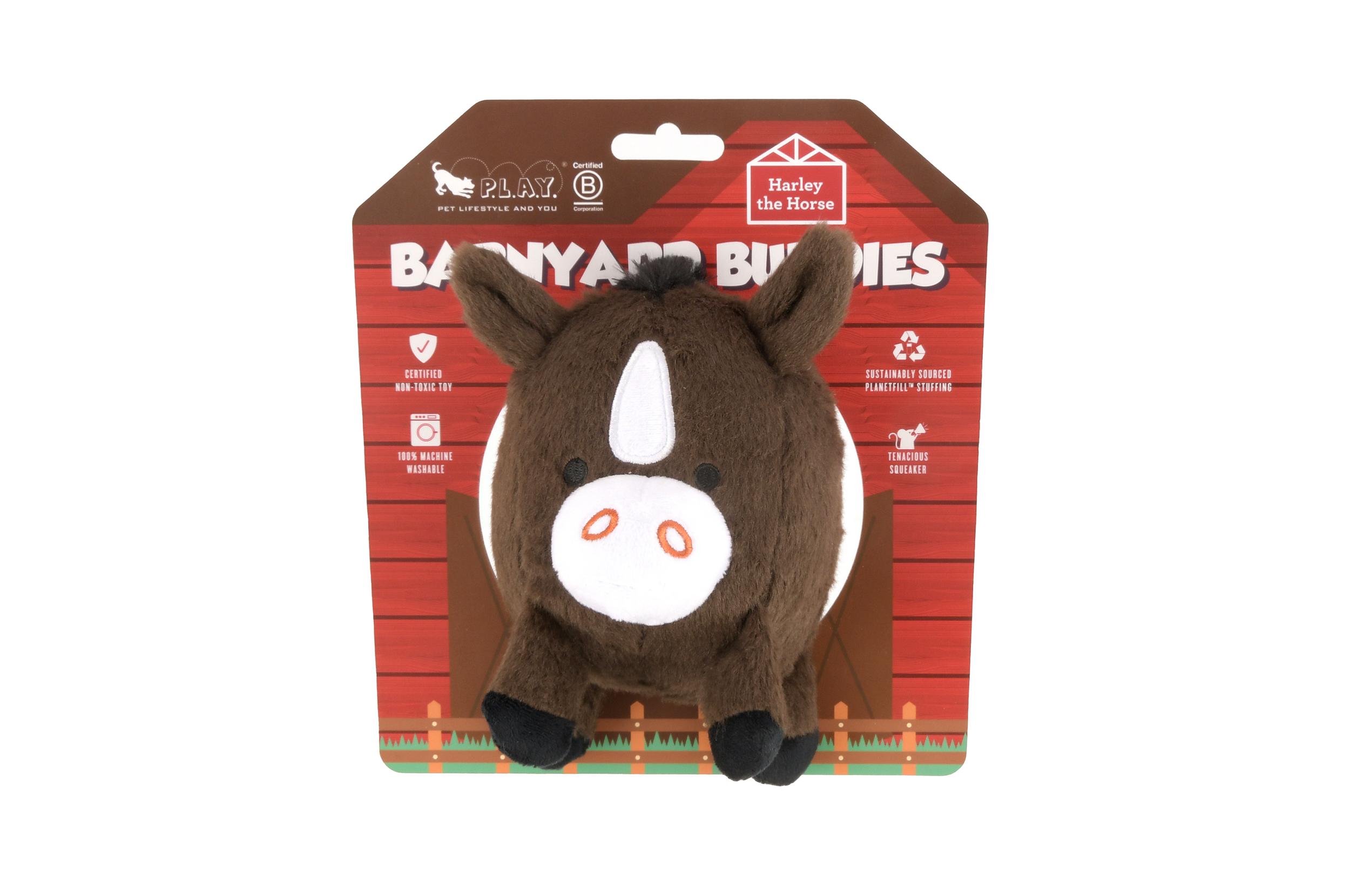 [Pre-Order]P.L.A.Y. Barnyard Buddies Squeaky Plush Dog Toy, Harley the Horse