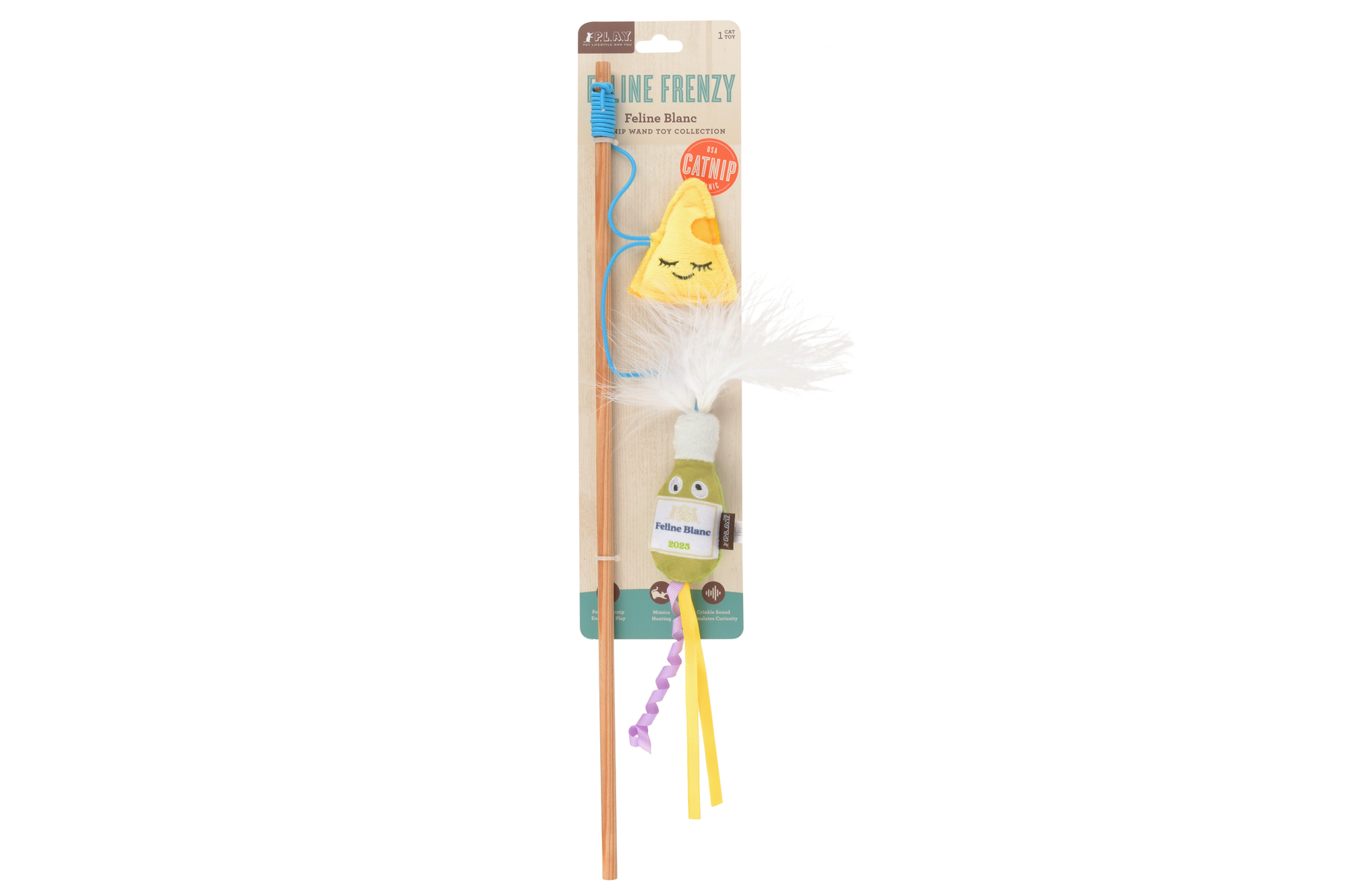 [Pre-Order] P.L.A.Y. Feline Frenzy, Wand Cat Toy: Cheese and Wine