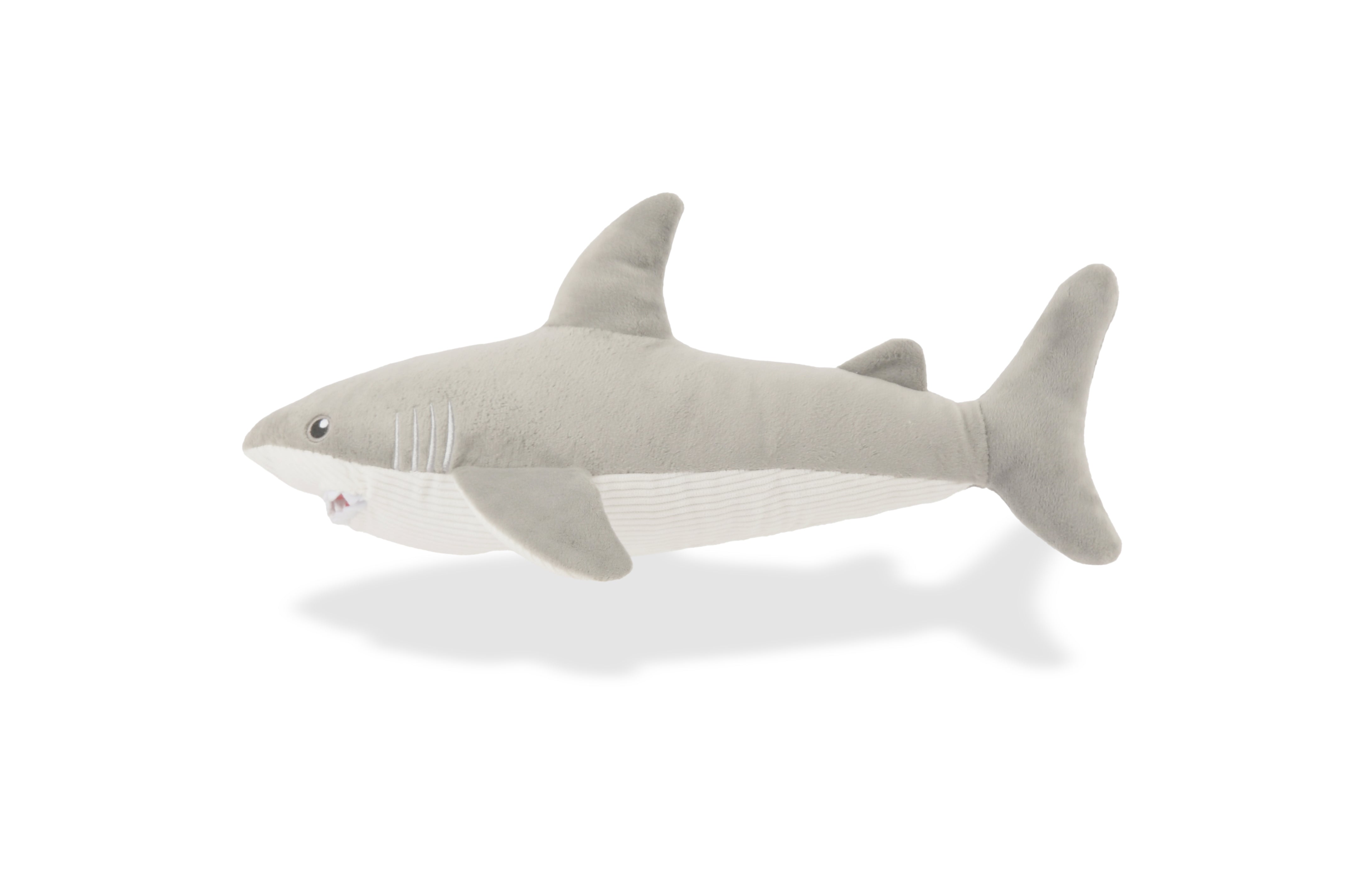 P.L.A.Y. Ocean Buddies Great White Gabe shark interactive squeaky plush dog toy with hidden treat pocket
