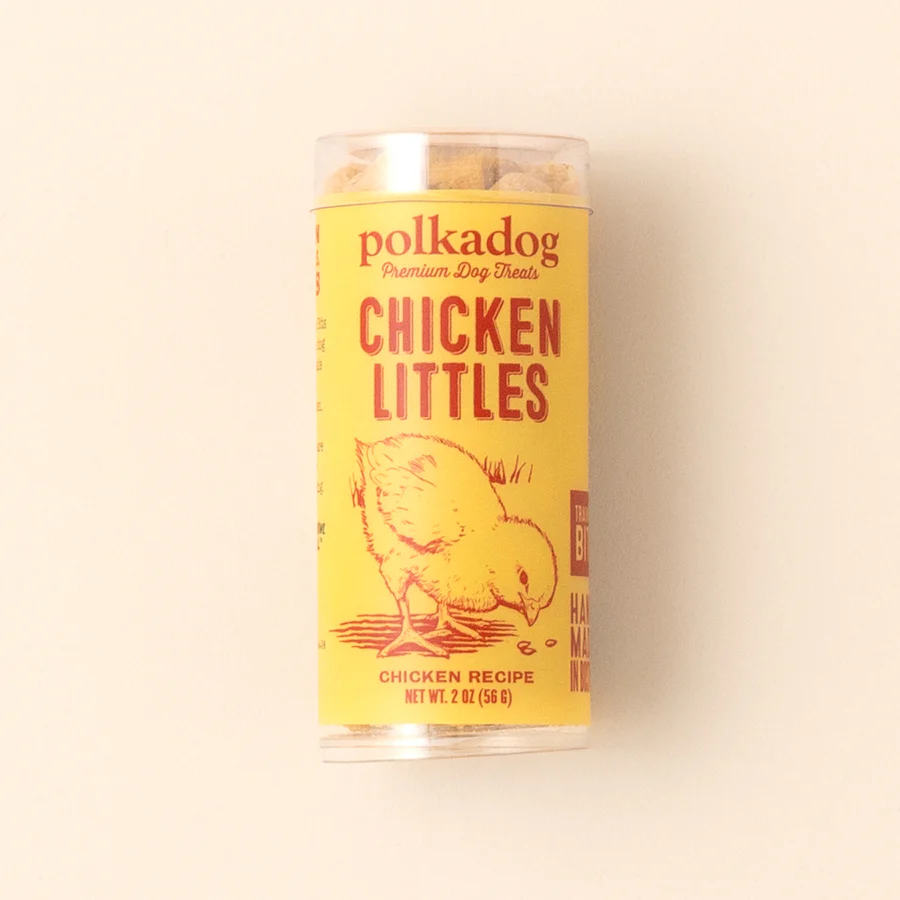 Polkadog Dog and Cat Treats, Chicken Littles Mini Tube 2oz