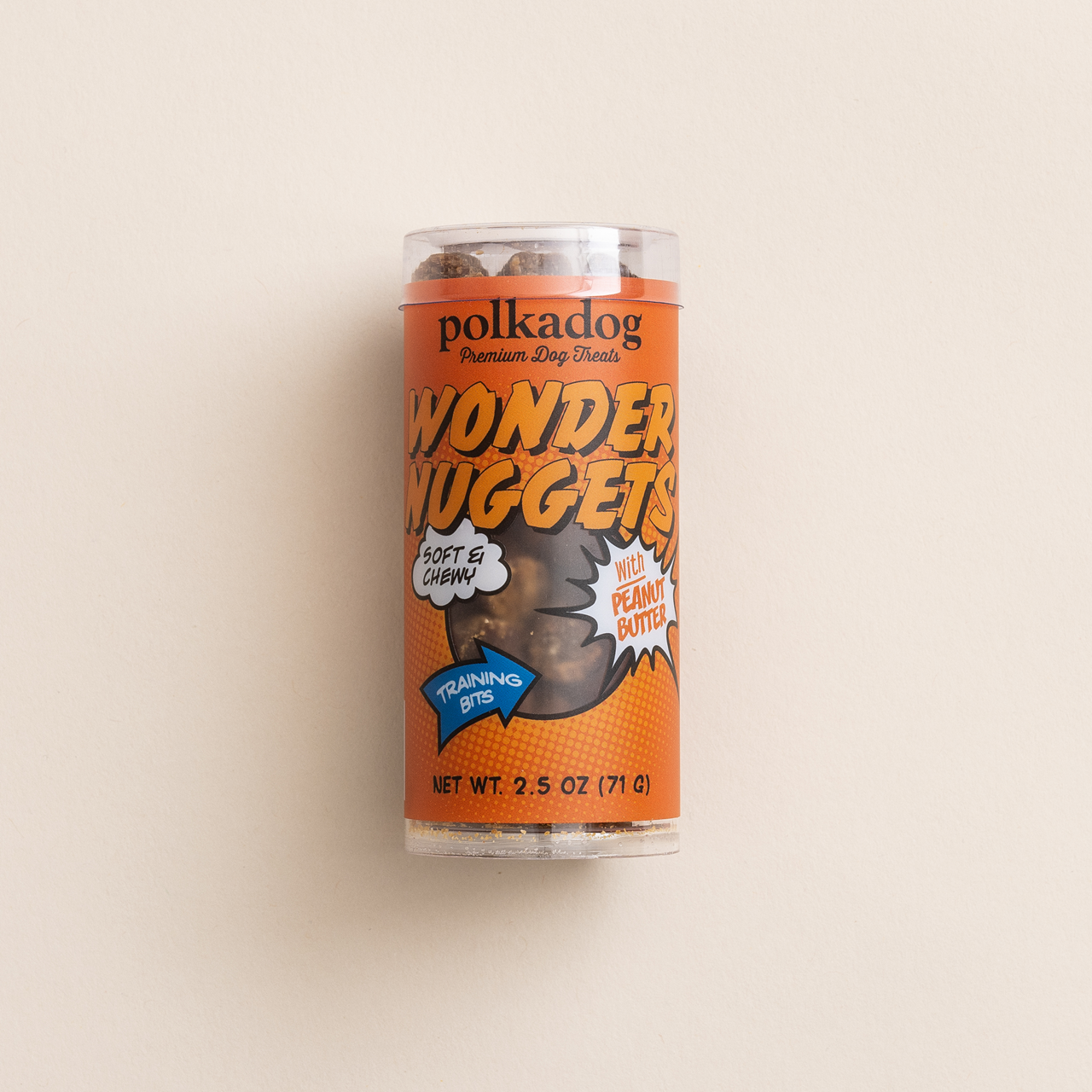 Polkadog Dog and Cat Treats, Wonder Nuggets Peanut Butter Mini Tube 2.5oz