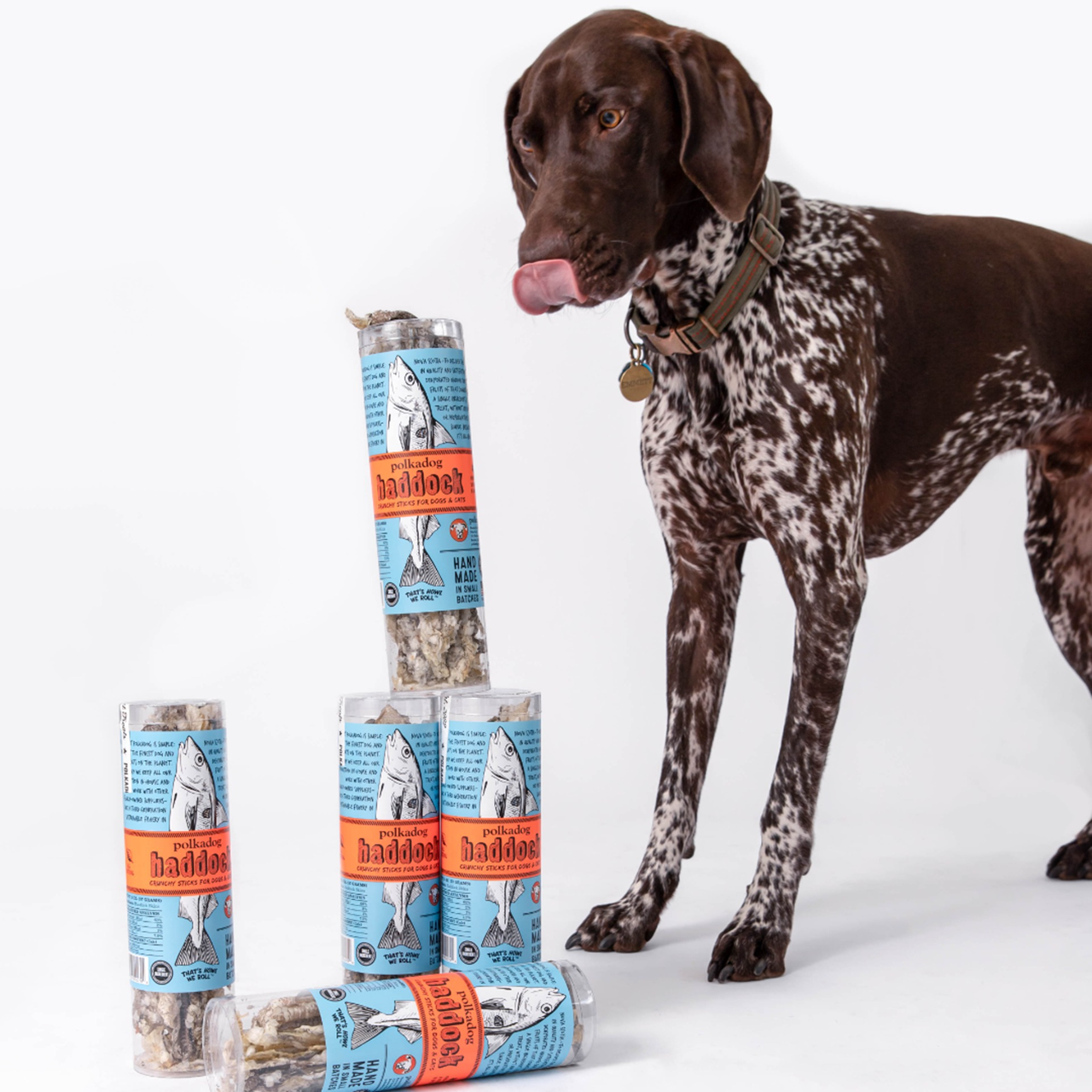 Polkadog Dog and Cat Treats, Haddock Skins 2oz tube