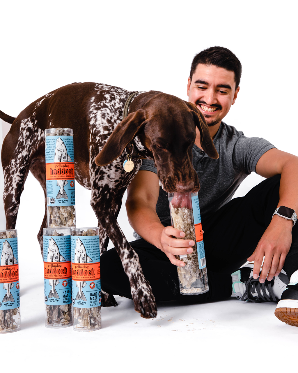 Polkadog Dog and Cat Treats, Haddock Skins 2oz tube