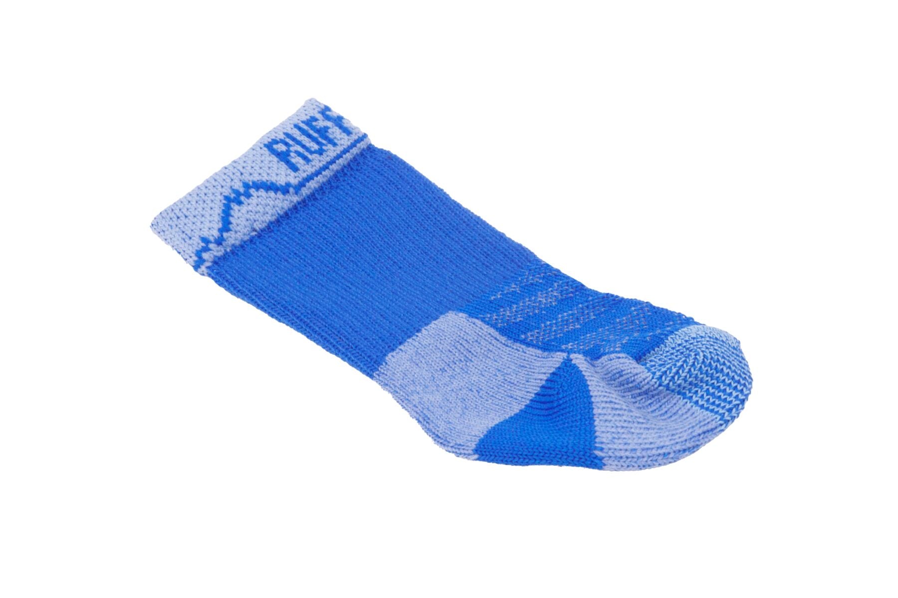 Ruffwear Bark'n Boot Dog Socks in a set of four, showing the engineered knit and contoured shape designed to prevent dog boot chafing.