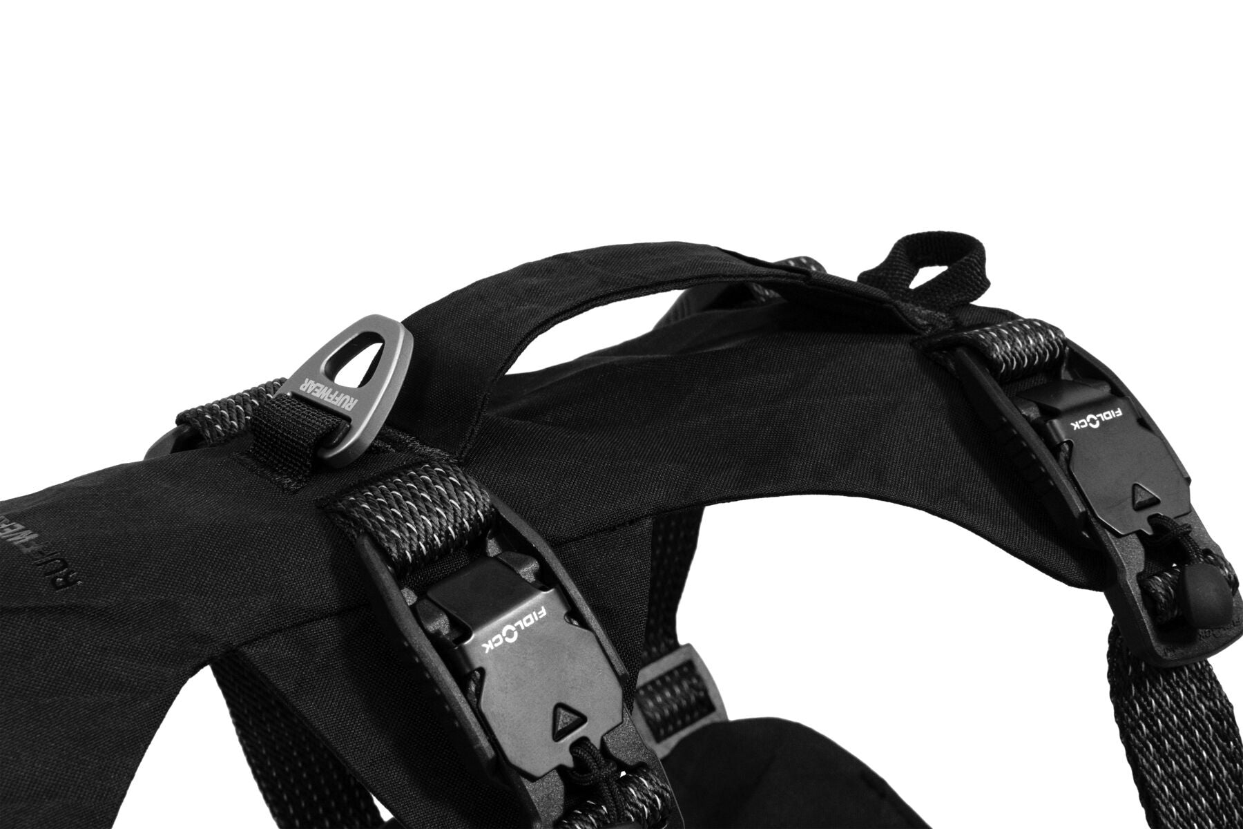 Ruffwear Ridgeline Harness in a streamlined, waterproof X-Pac laminate shell for active dogs.