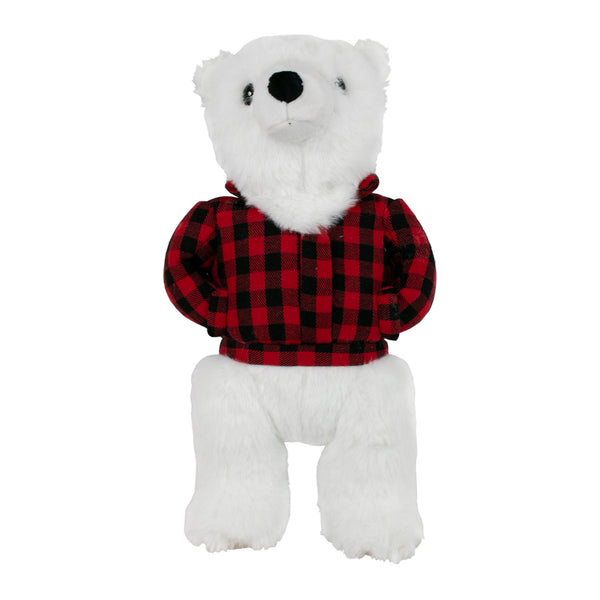 Squeaky Plush Dog Toy: Plaid Polar Bear