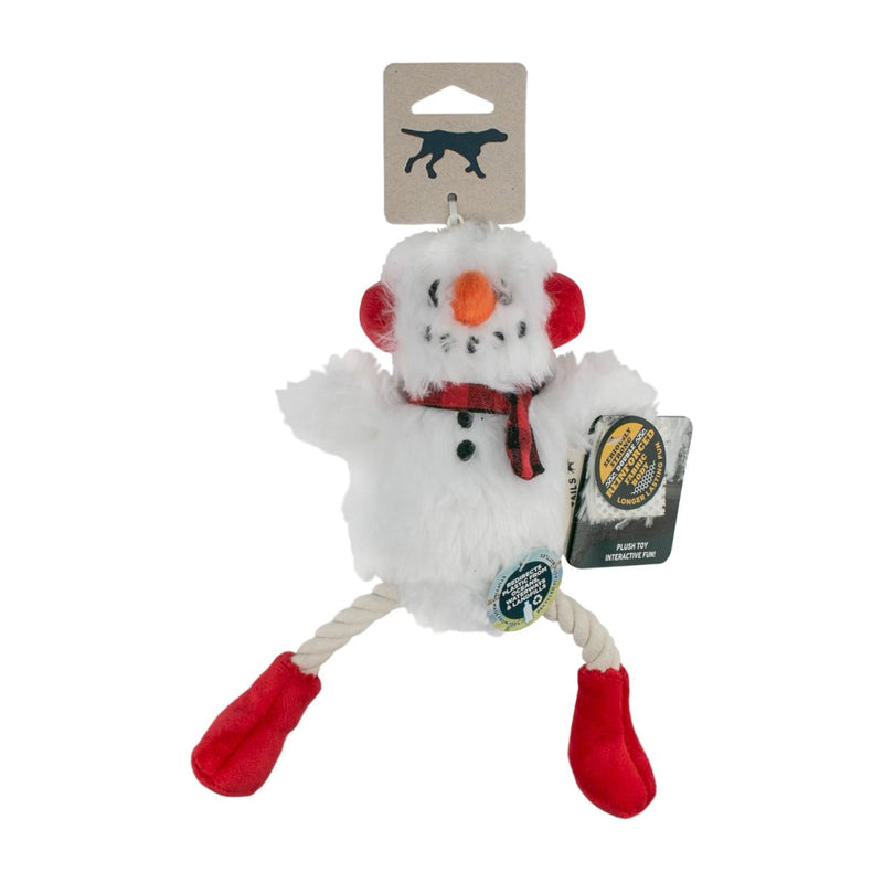 Squeaky Plush Dog Toy: Snowman Pull-Through Rope