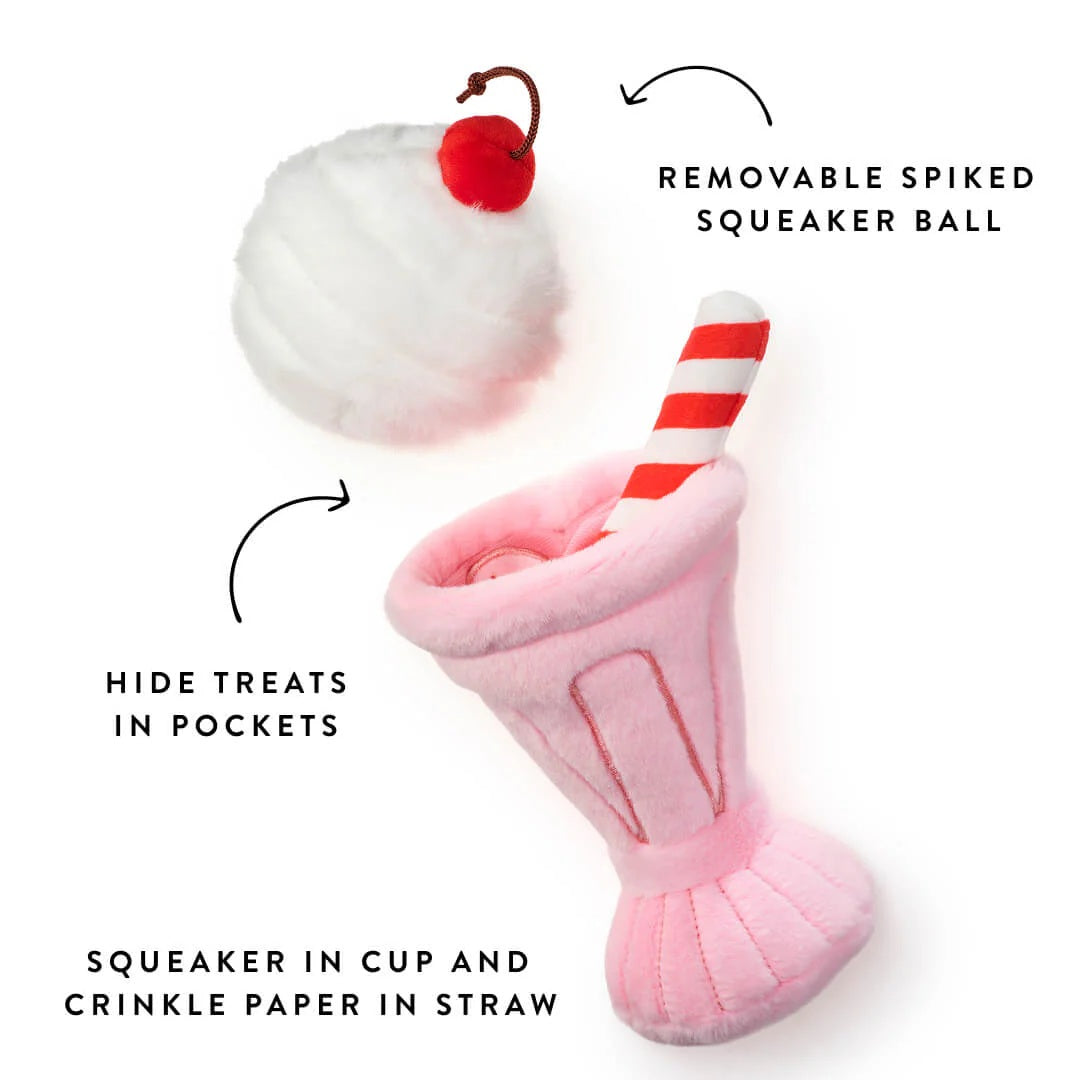 Squeaky Plush Interactive Snuffle Dog Toy, Strawberry Milkshake