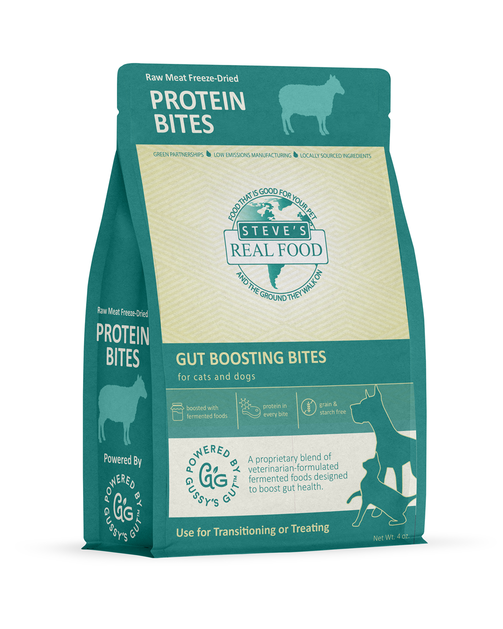 Steve's Real Food Freeze-Dried Gut Health Treats for Dogs and Cats, Lamb Protein Bites