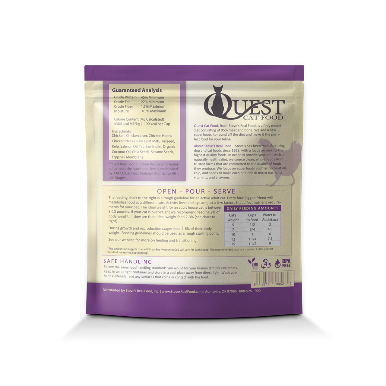 Steve's Real Food Quest Freeze-Dried Raw Cat Food, Chicken Recipe