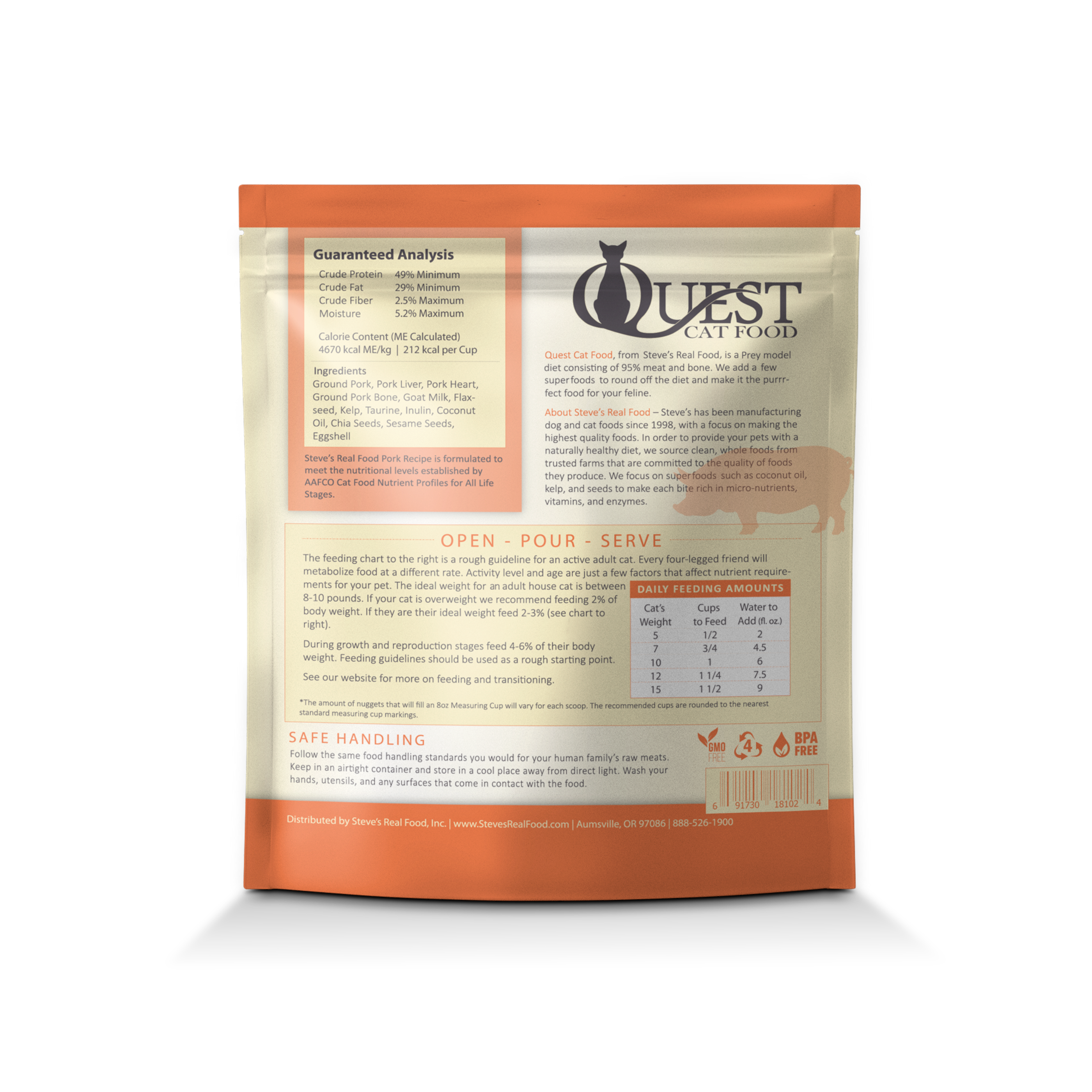 Steve's Real Food Quest Freeze-Dried Raw Cat Food, Pork Recipe