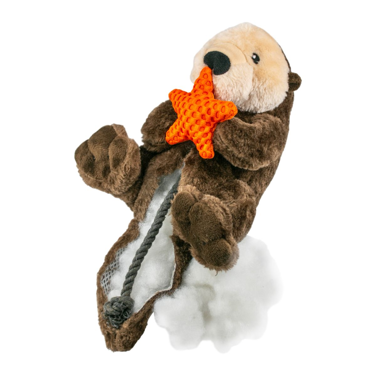 Squeaky Plush Dog Toy: Otter Rope Body