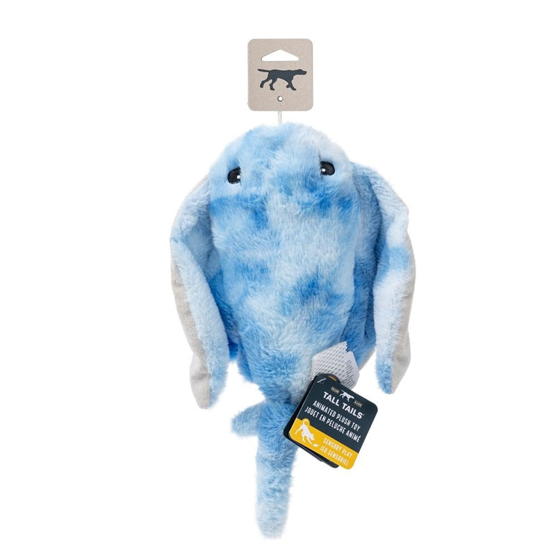 Tall Tails Animated Manta Ray animated plush dog toy showing the blue textured fabric and wide oceanic wings design.
