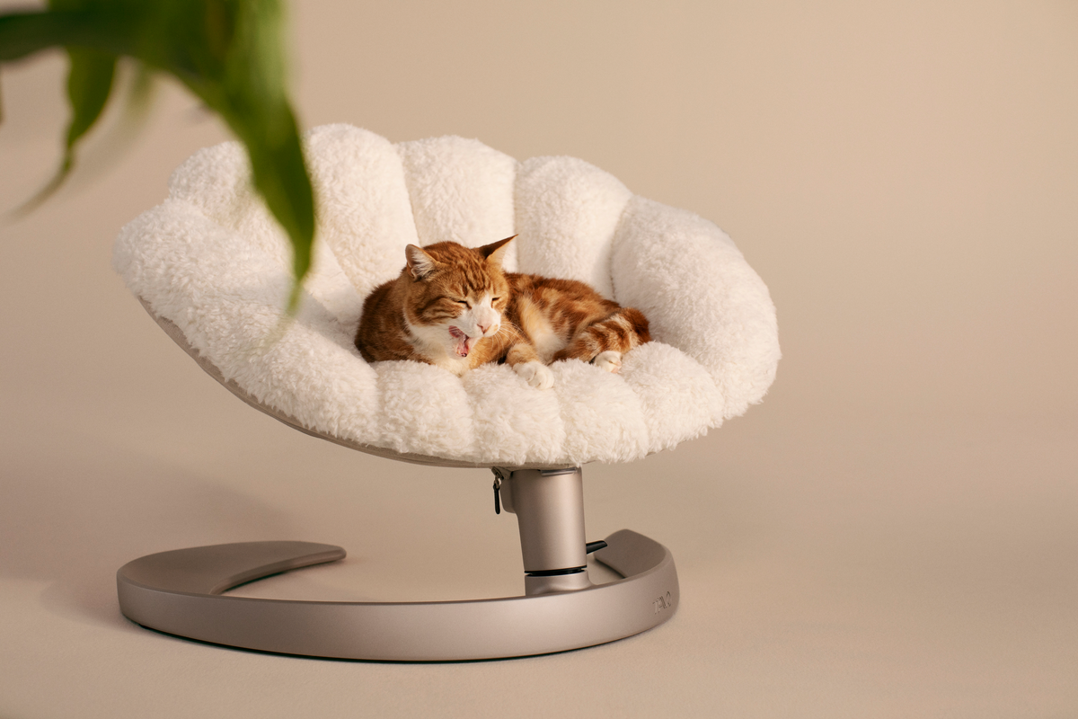 Tavo Pets Shell Lounger: The Swaying, Calming Pet Bed in Latte