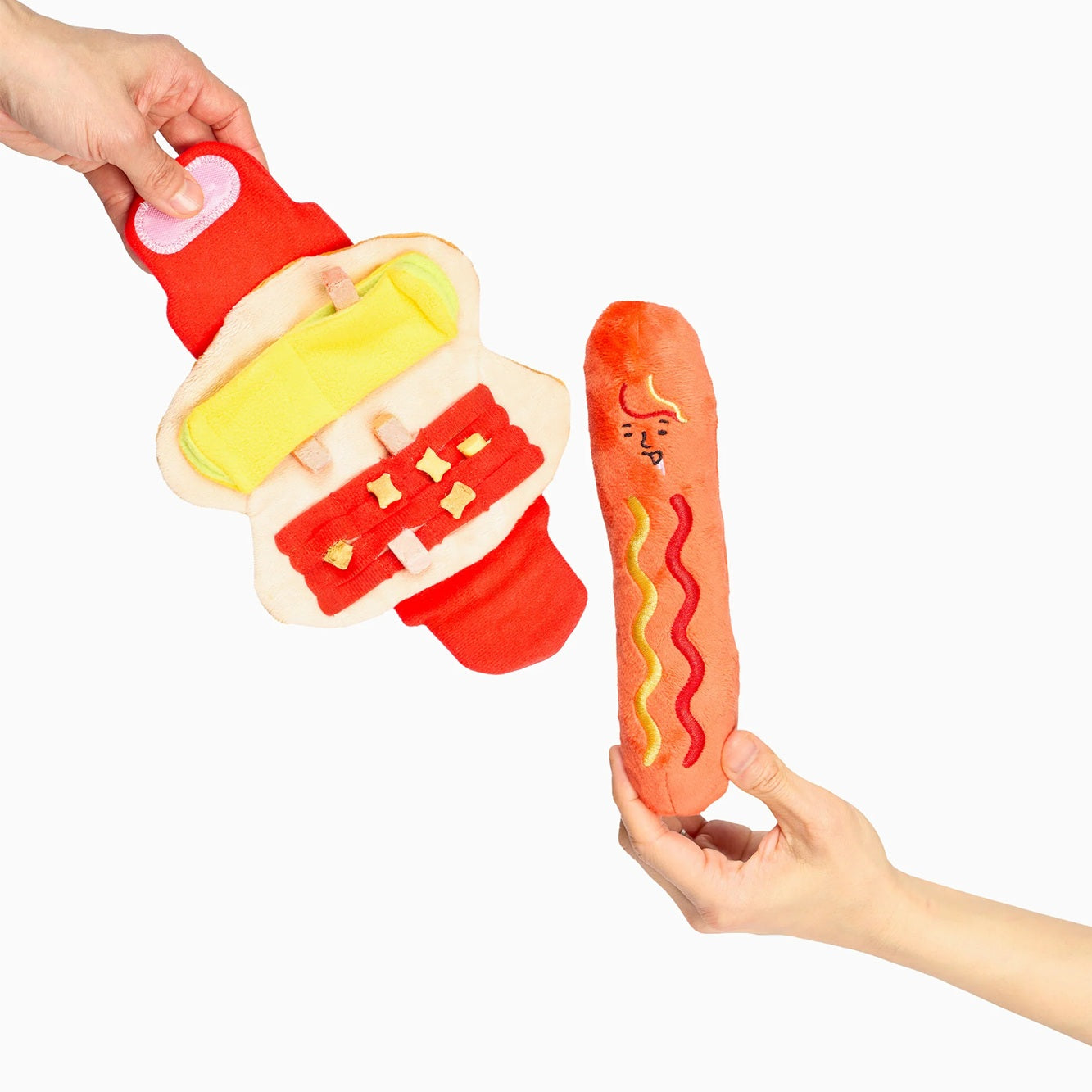 The Furryfolks Hot Doggie Dog Enrichment Toy | Squeaky Nosework Plush