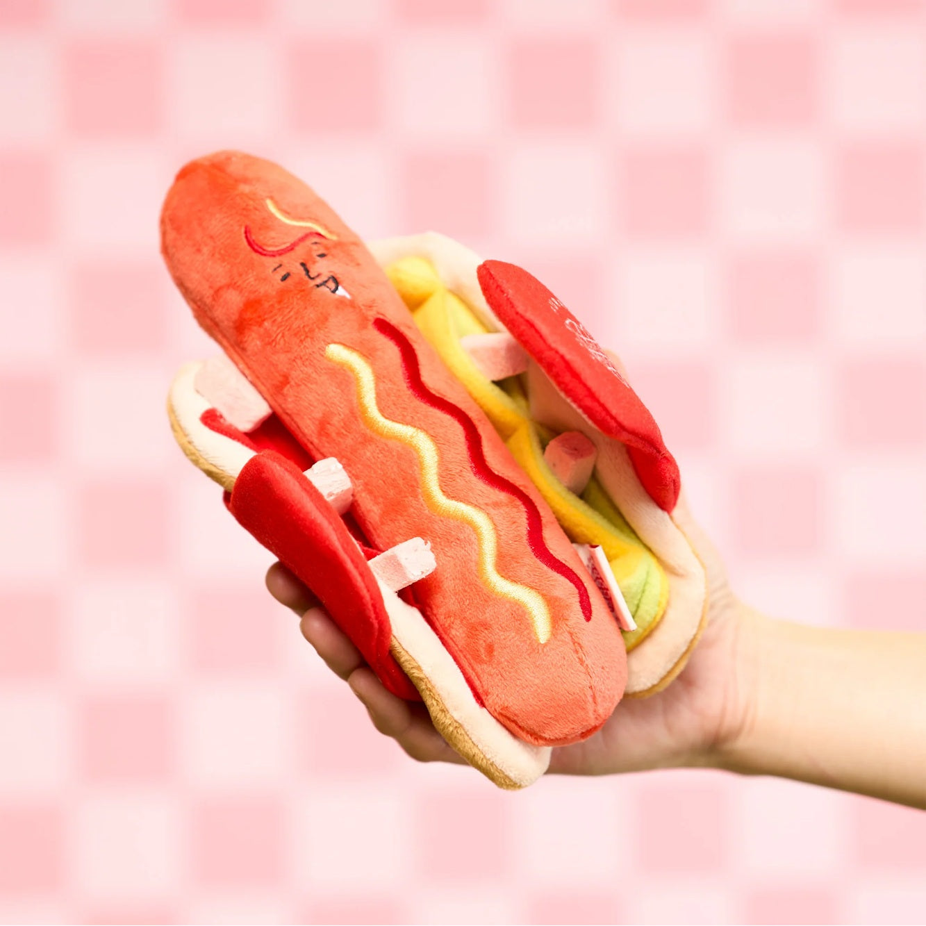 The Furryfolks Hot Doggie Dog Enrichment Toy | Squeaky Nosework Plush