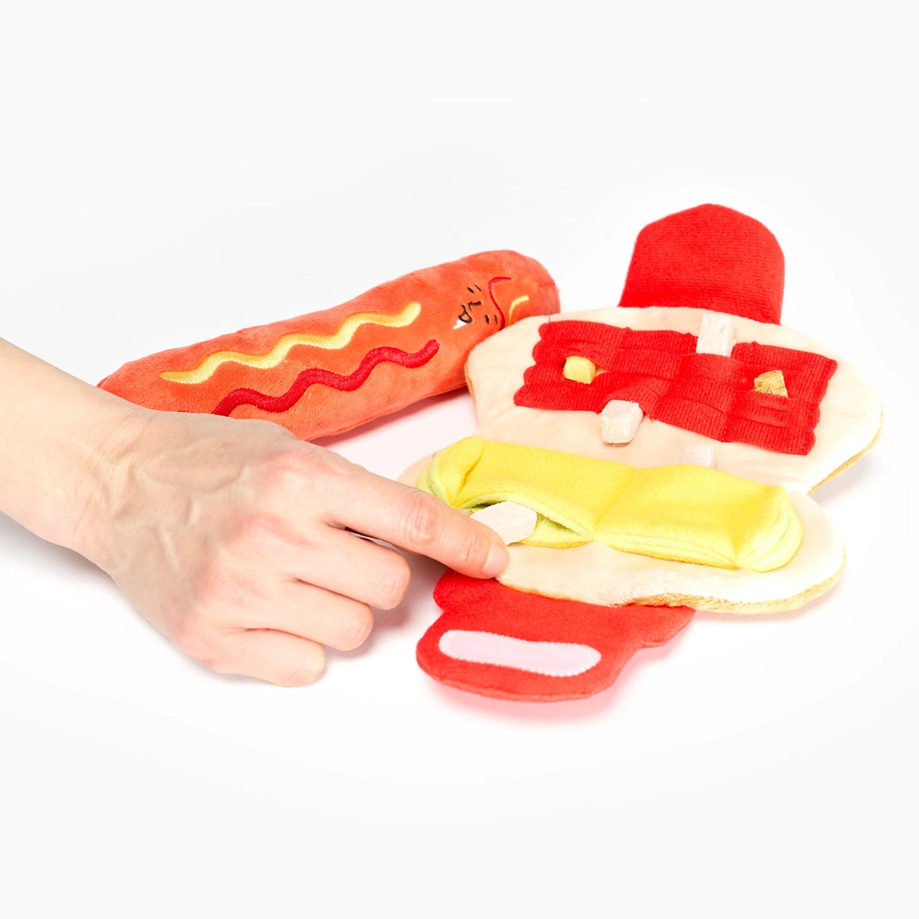 The Furryfolks Hot Doggie Dog Enrichment Toy | Squeaky Nosework Plush