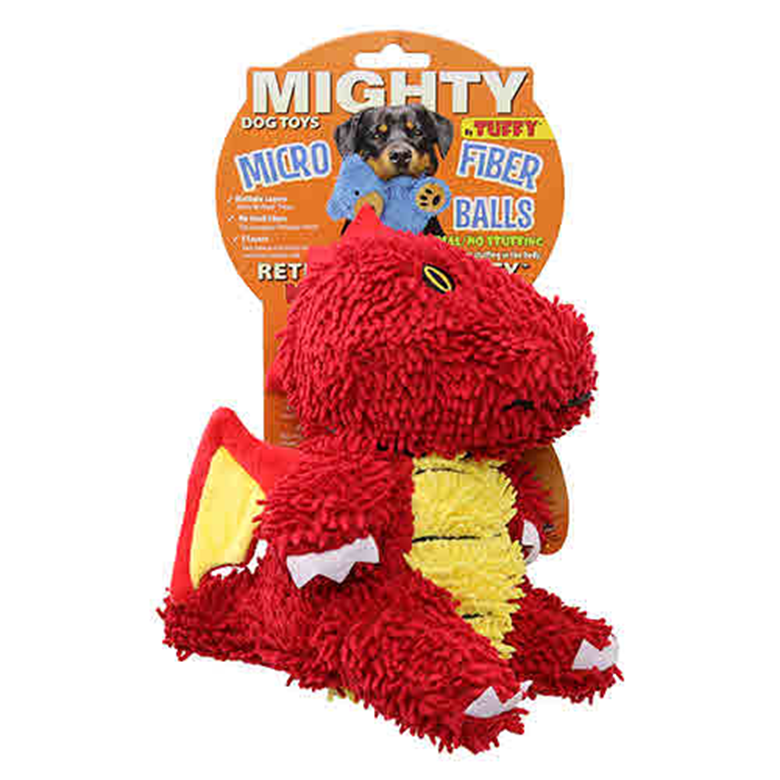 Mighty Microfibre Dog Squeaky Toy, Ball Dragon in Red