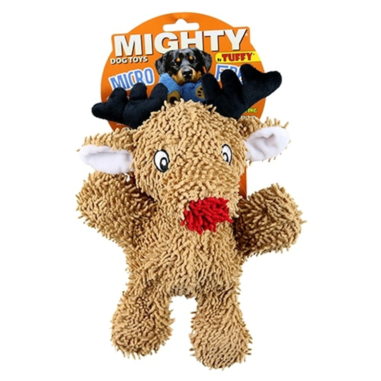 Mighty Microfibre Dog Squeaky Toy, Ball Reindeer