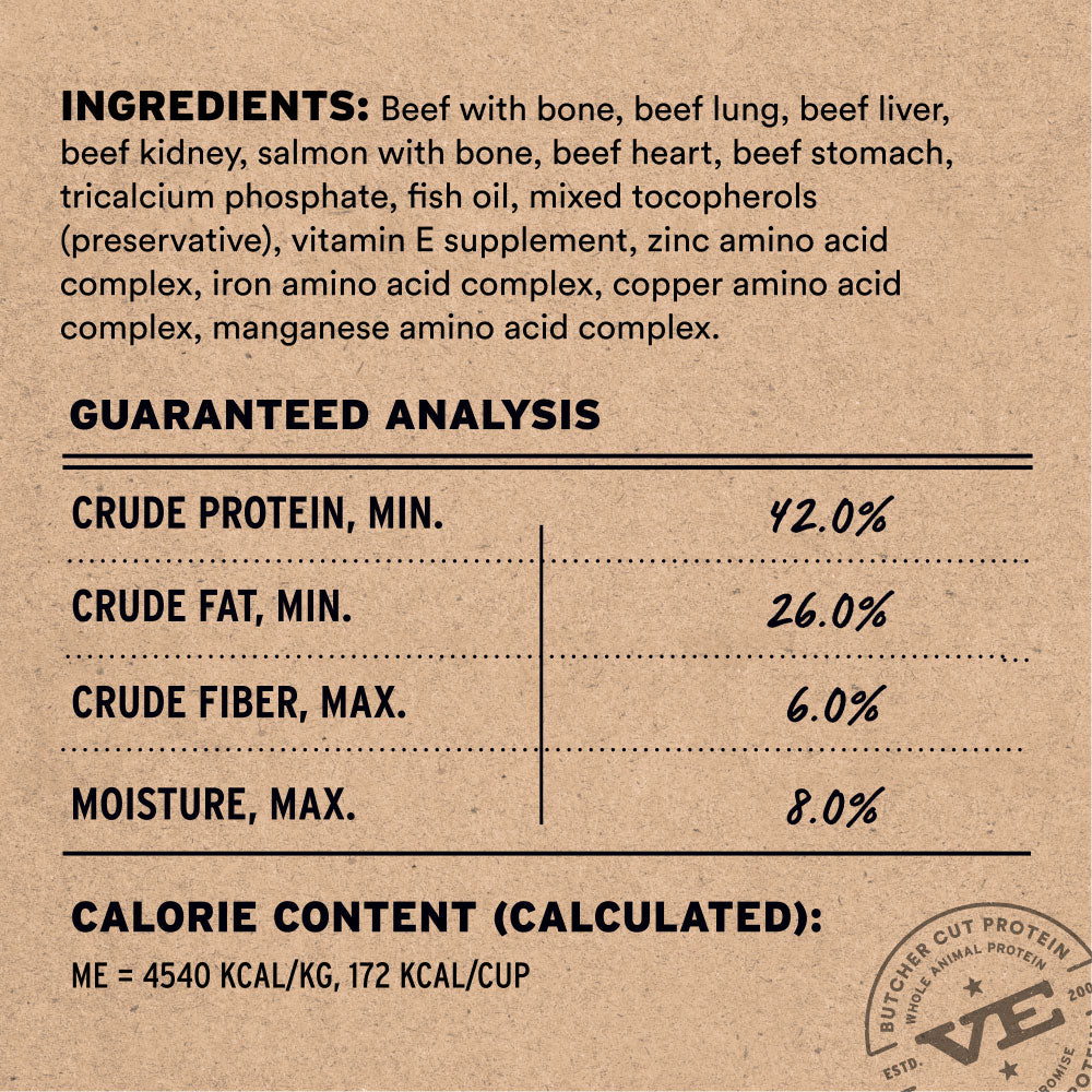 Vital Essentials freeze dried raw protein soft nibs formulated for easy chewing and natural dental abrasion.