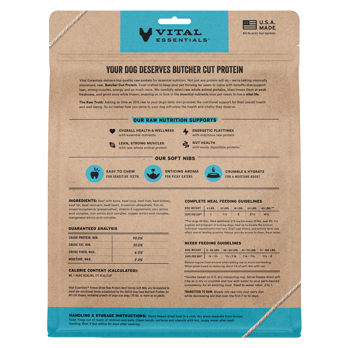 Vital Essentials freeze-dried raw beef soft nibs perfect for selective eating dogs with sensitive teeth