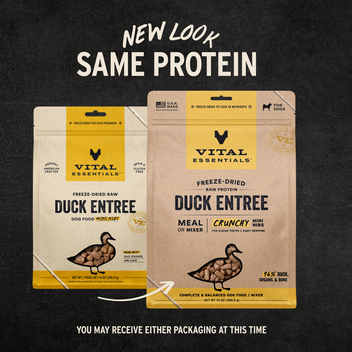 Vital Essentials Freeze Dried Raw Dog Food Crunchy Mini Nibs, Duck Entree